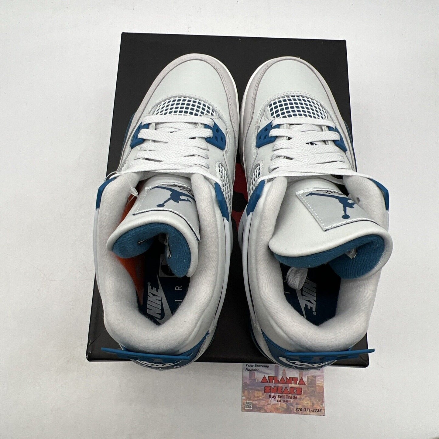 Size 7Y - Air Jordan 4 Retro 2024 Military Blue White Leather (HF4281-141)