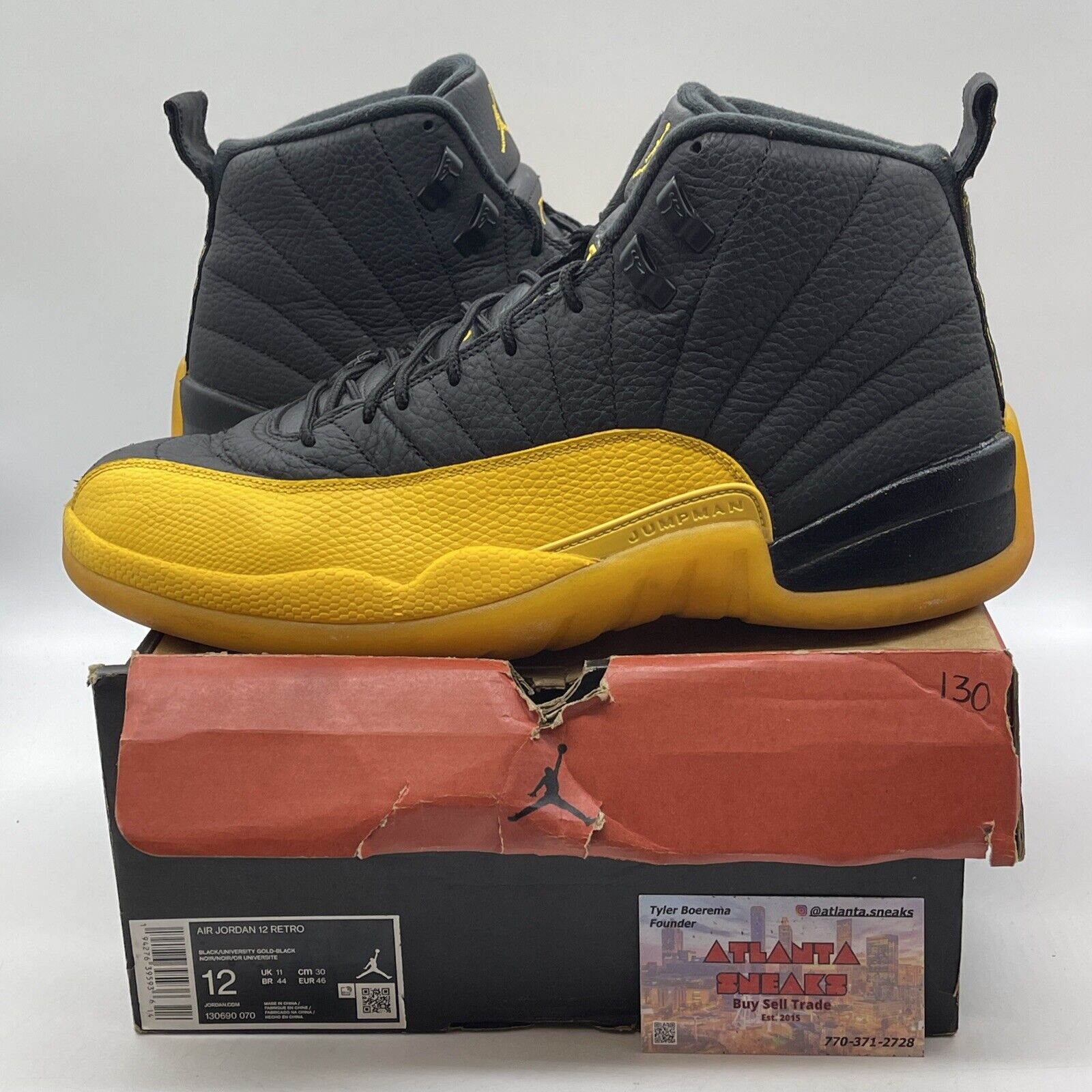 Size 12 - Jordan 12 Retro University Gold 2020 Yellow Black Leather (130690-070)