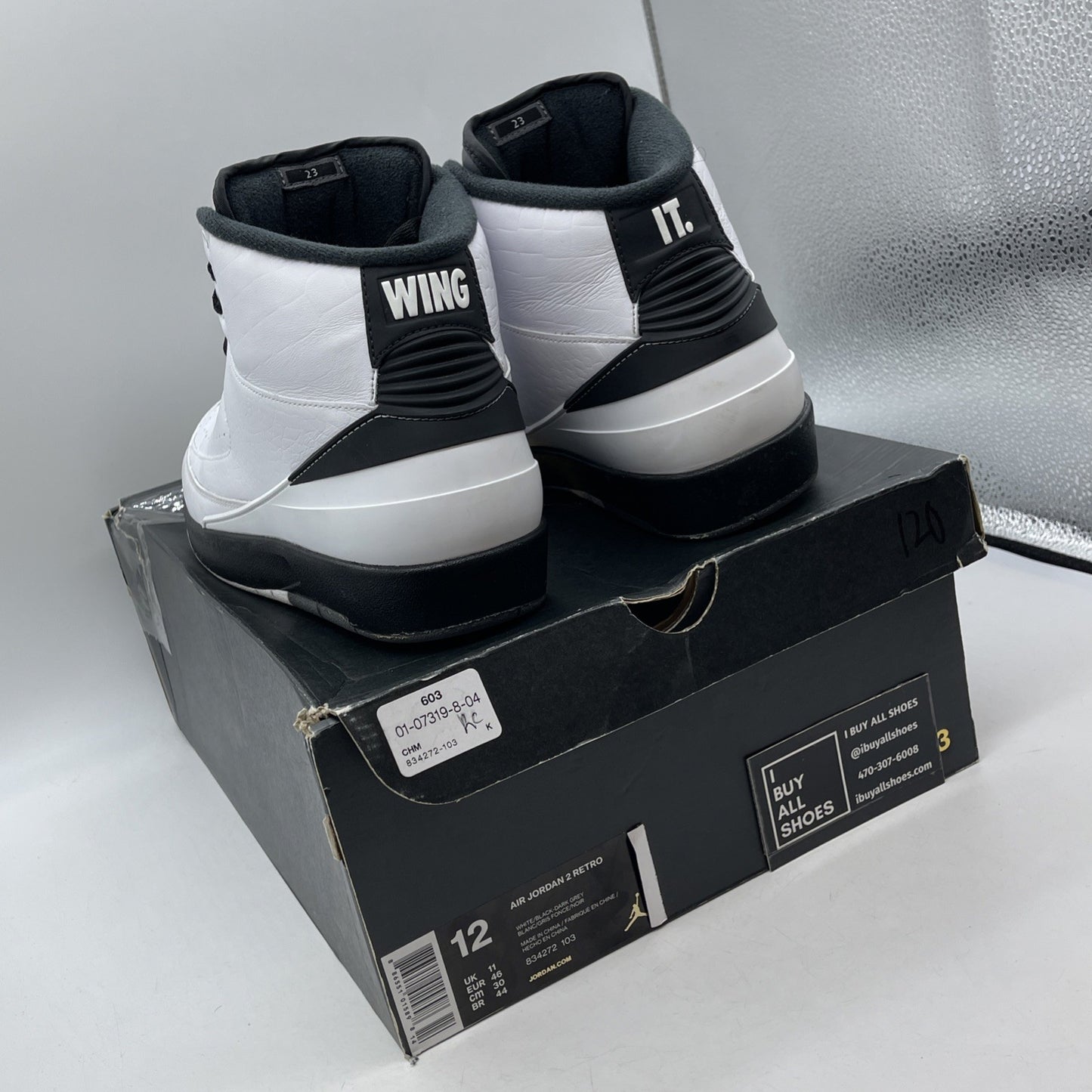 Size 12 - Air Jordan 2 Retro Wing It Black White Leather (834272-103)