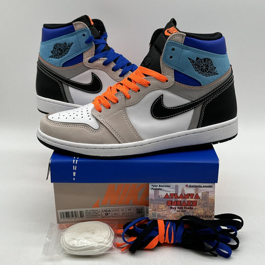 Size 9.5 - Air Jordan 1 Retro OG Prototype Blue Unc Orange White Grey OG All