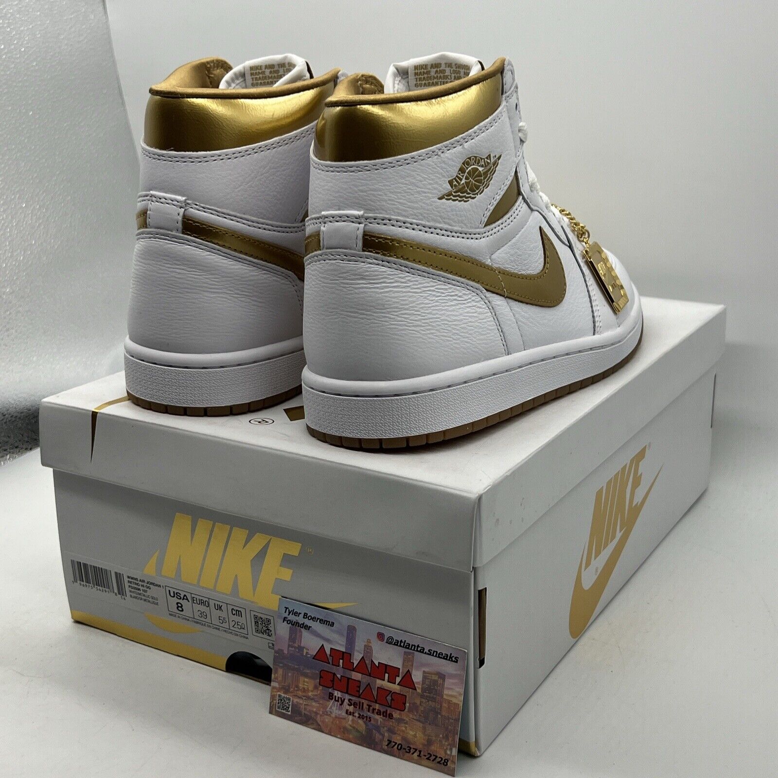 Size 8 - Air Jordan 1 Retro OG High Metallic Gold W White Leather  (FD2596-107)