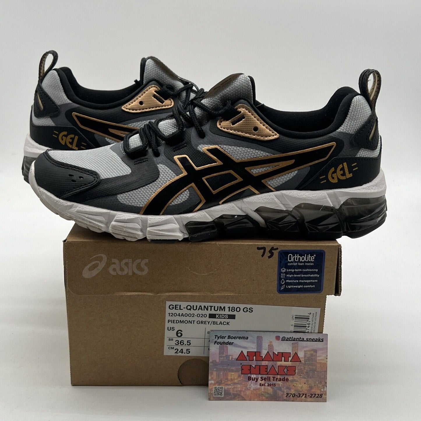 Size 6 - ASICS Gel-Quantum 180 Piedmont Grey/Black (1204A002-020)