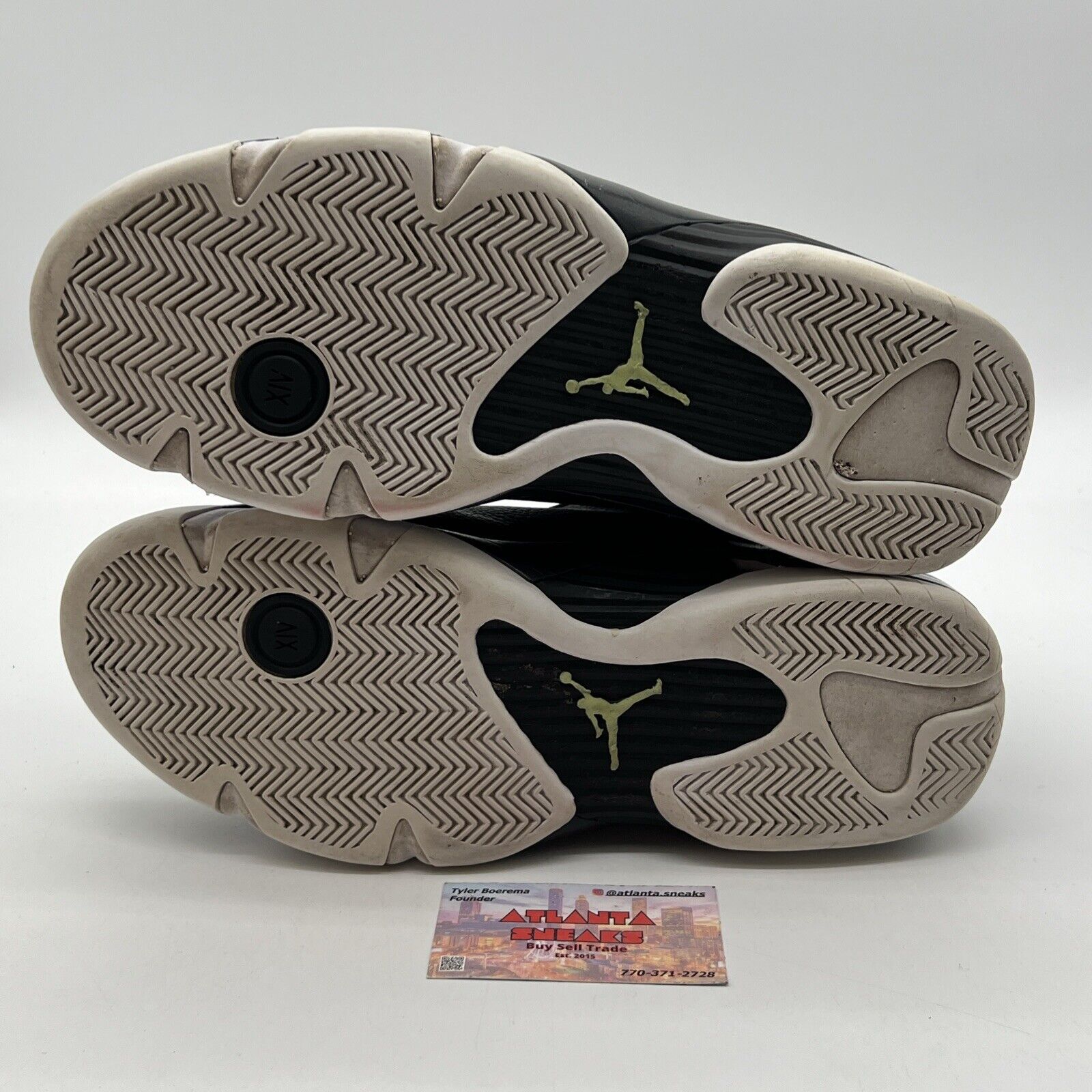 Size 12 - Air Jordan 14 Retro 2016 Indiglo Black White Green (487471-005)
