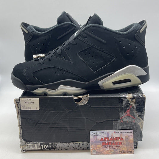 Size 10.5 - Air Jordan 6 Retro Low Chrome Silver Black Suede (304401-003)