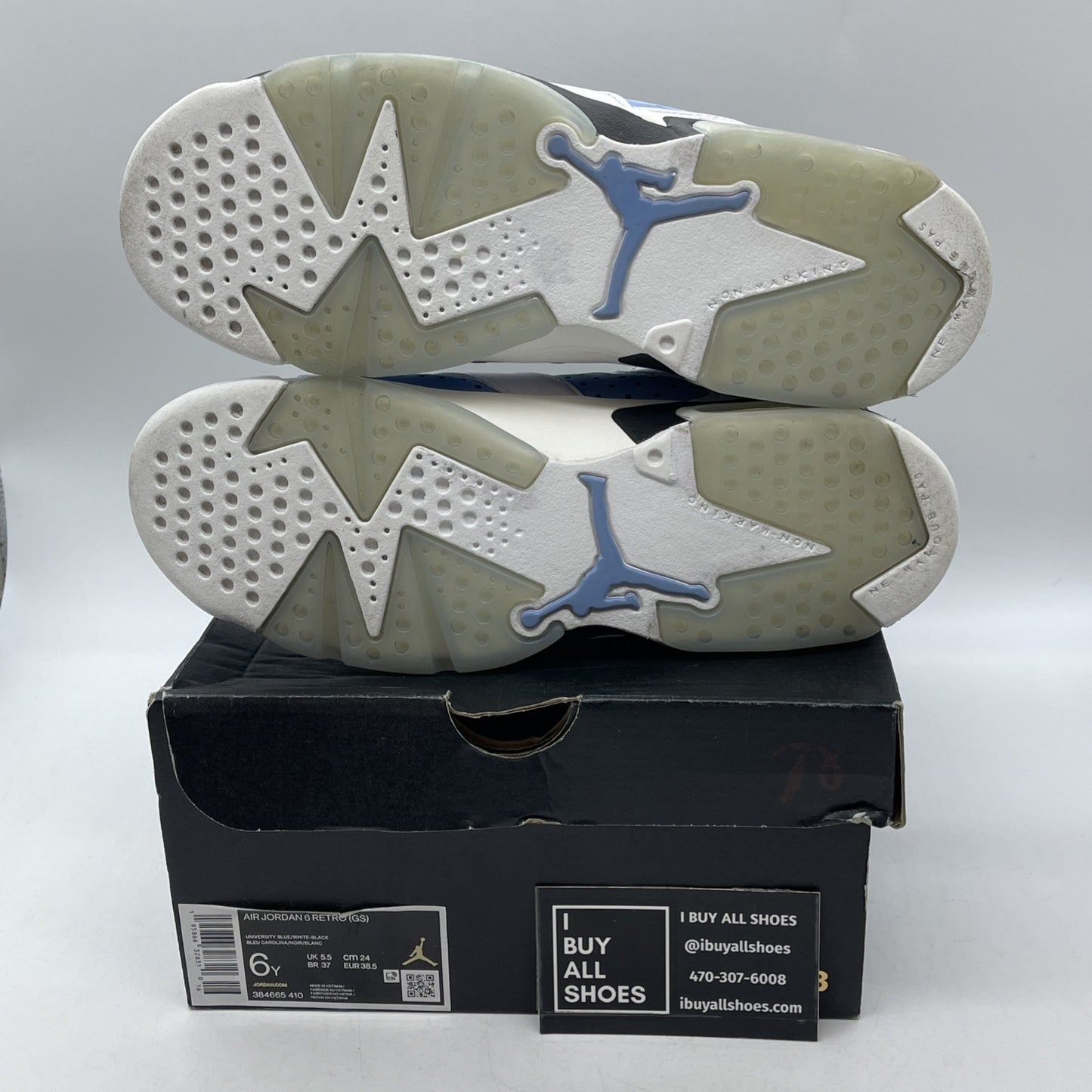 Size 6Y - Air Jordan 6 Retro Mid UNC Home Blue White Suede Leather (384665-410)