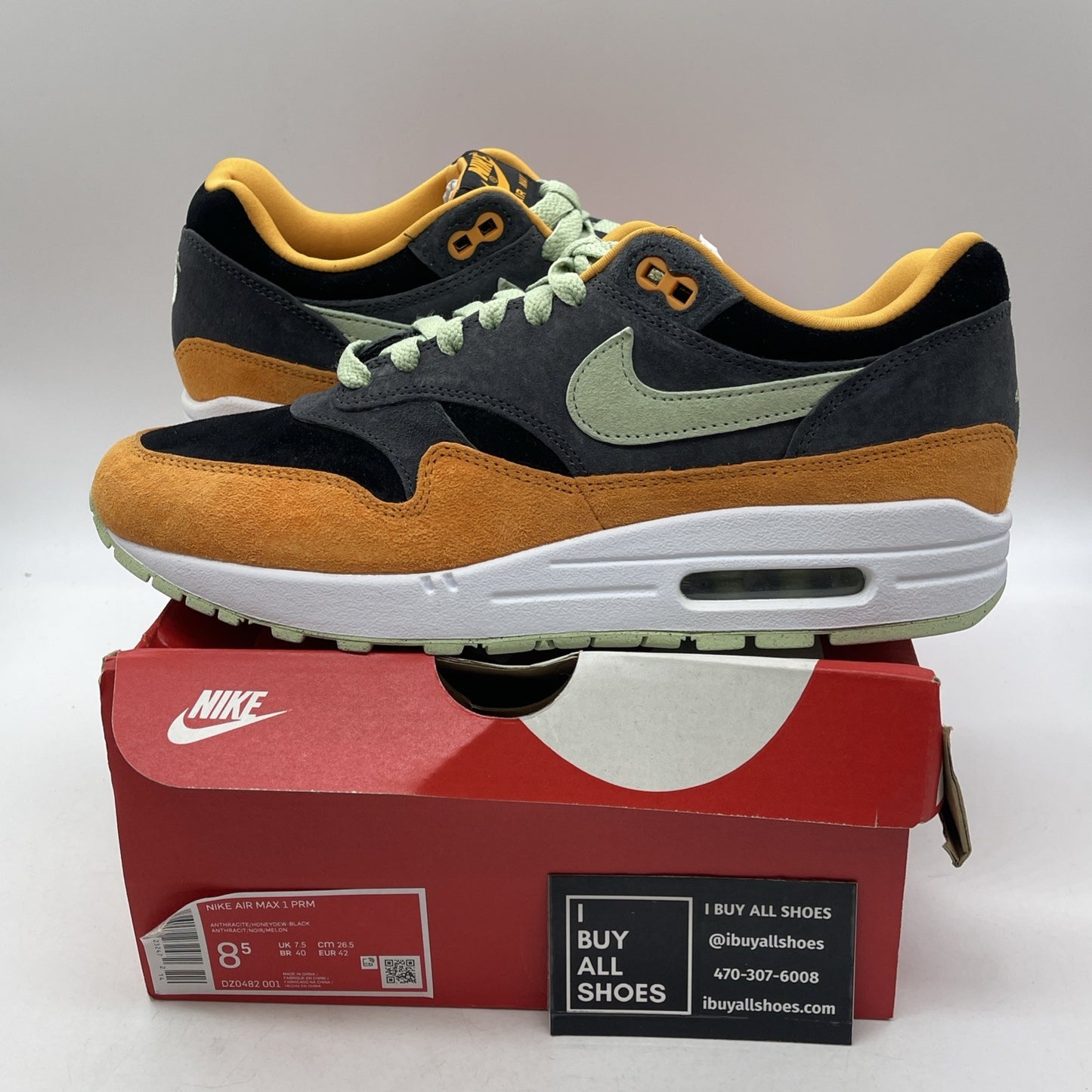 Size 8.5 - Nike Air Max 1 Premium Ugly Duckling Honeydew Suede (DZ0482-001)