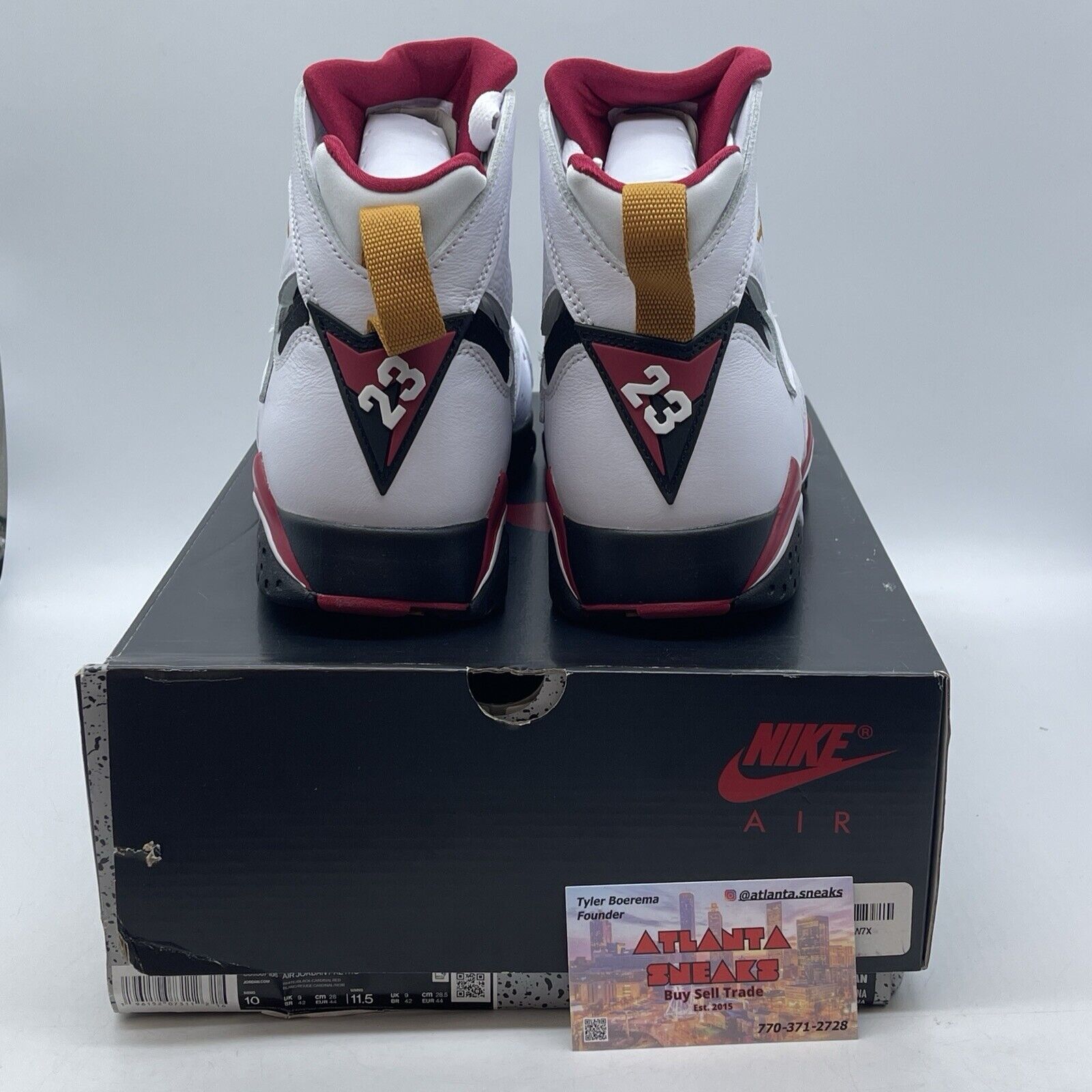 Size 10 - Jordan 7 Cardinal 2022 White Red Yellow Black Leather (CU9307-106)