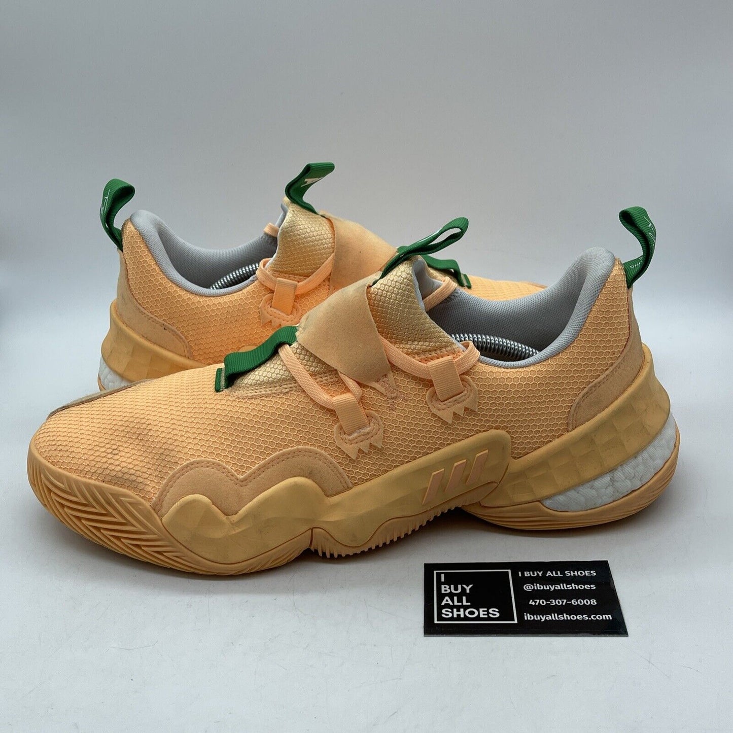 Size 13.5 - adidas Trae Young 1 Peachtree Orange Green White Suede (GW3639)
