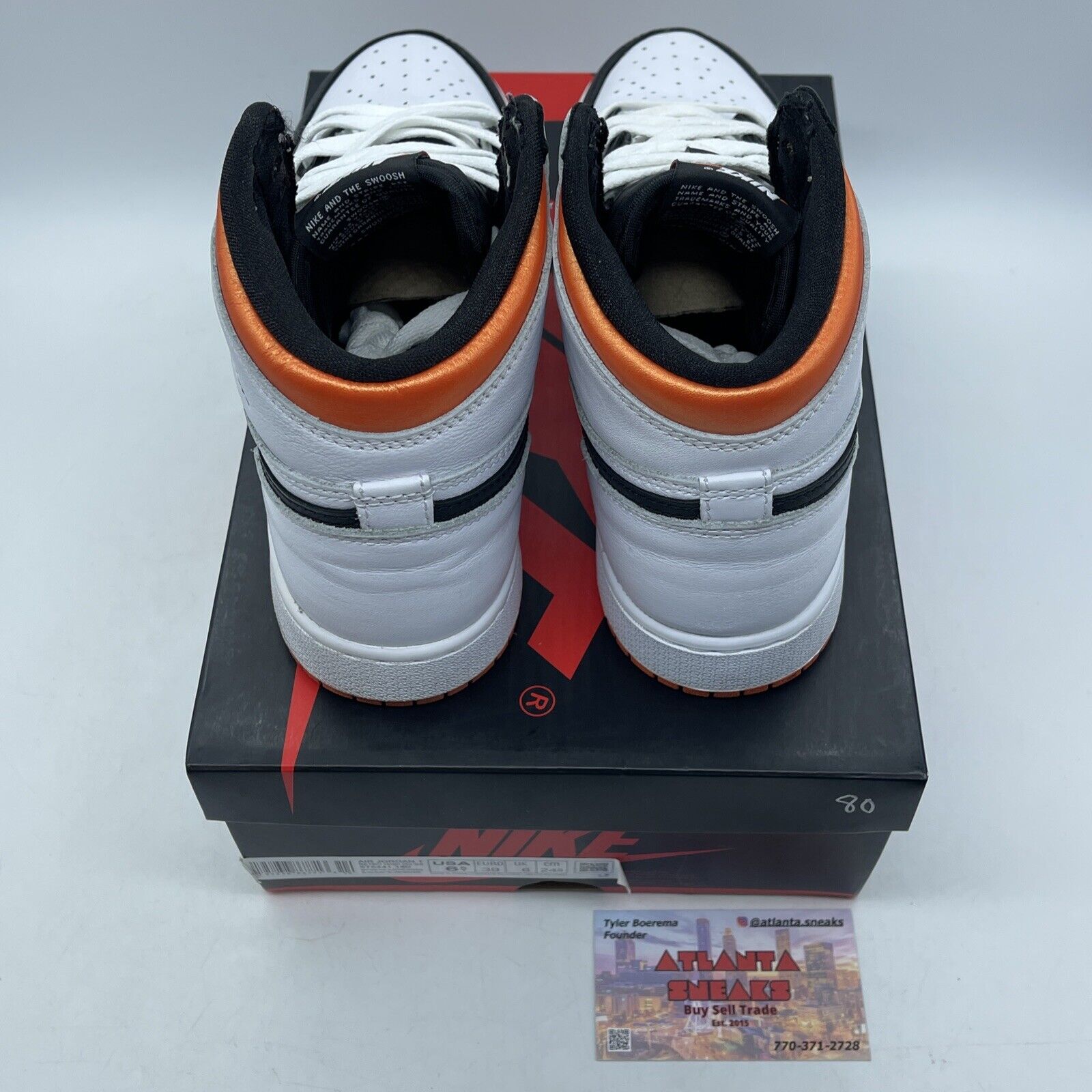 Size 6.5Y - Jordan 1 Retro High Electro Orange White Black Leather (575441-180)