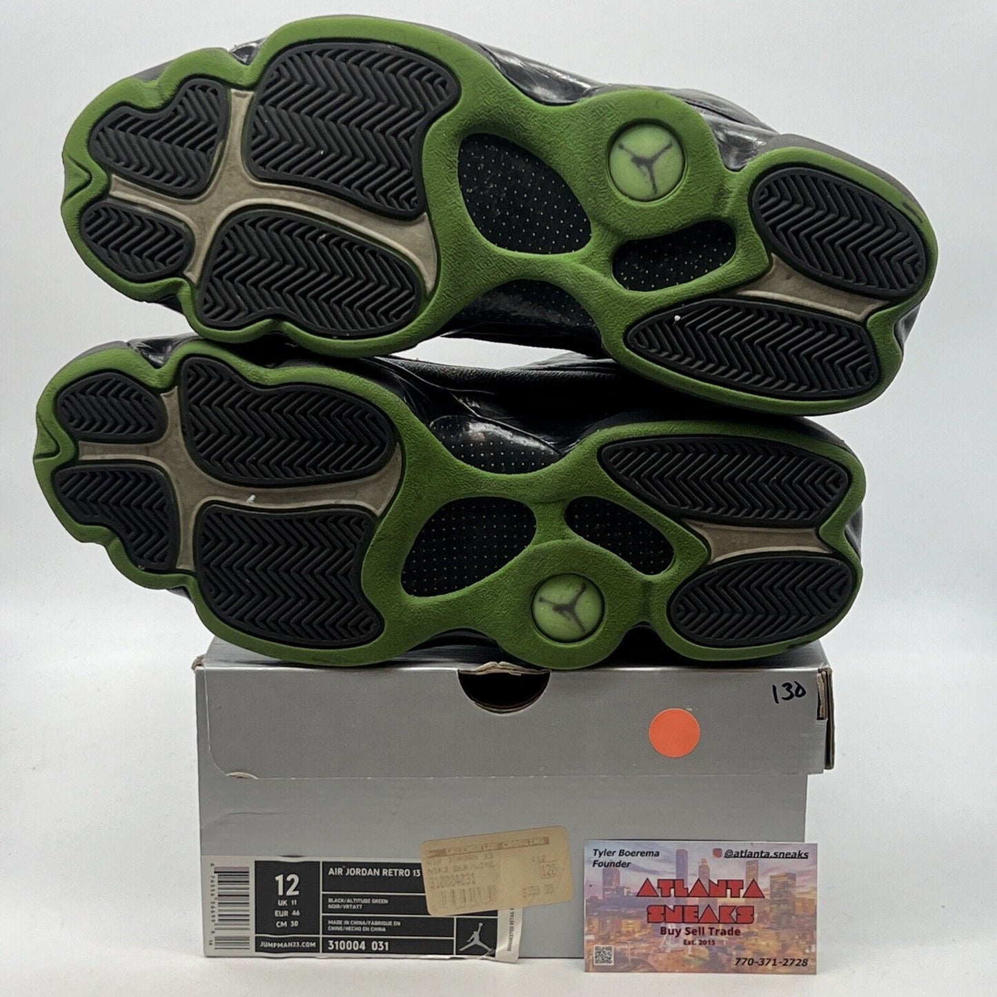 Size 12 - Air Jordan 13 Retro 2005 Altitude Black Green Leather (310004-031)