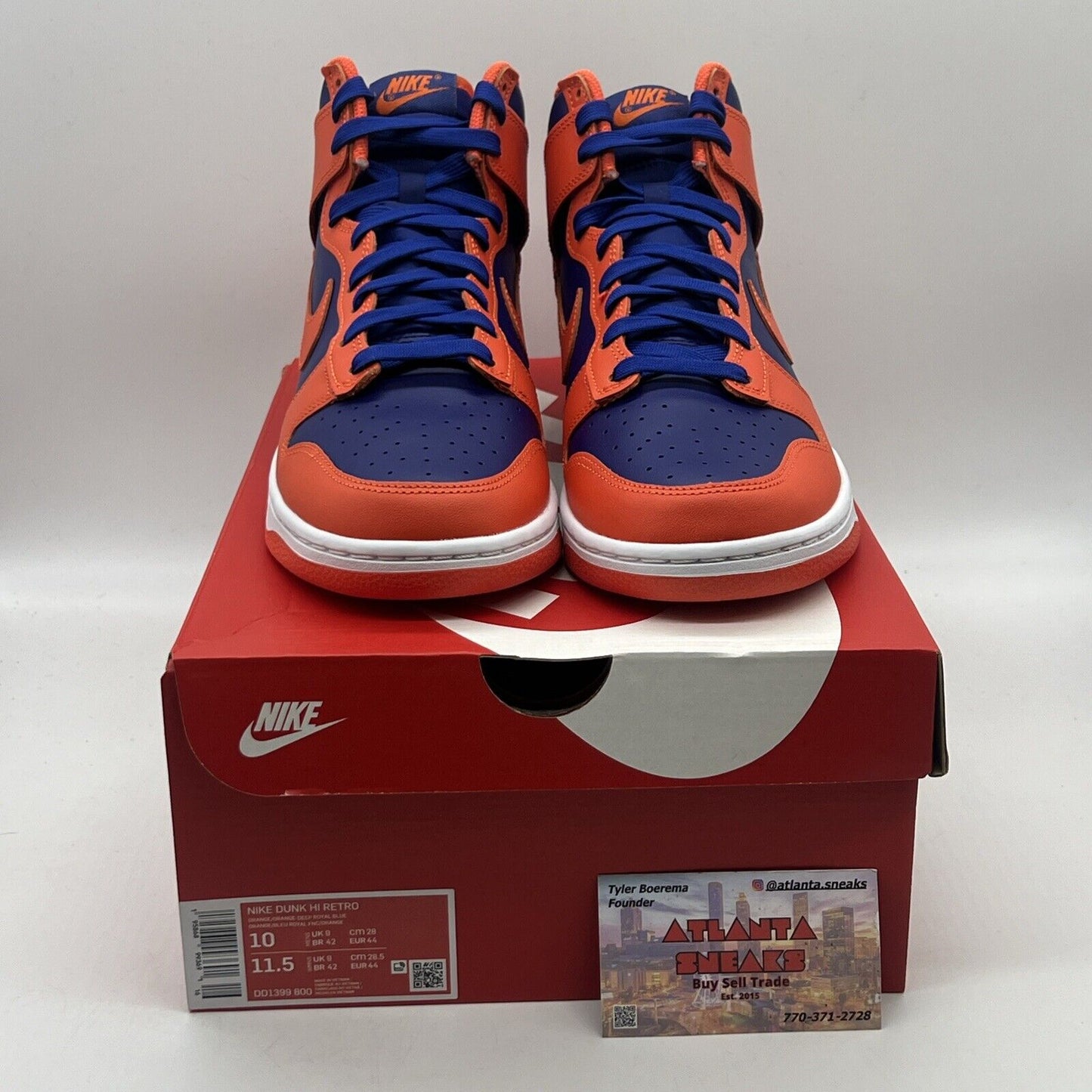 Size 10 - Nike Dunk High Knicks Brand New Og All Blue Orange White DS Leather