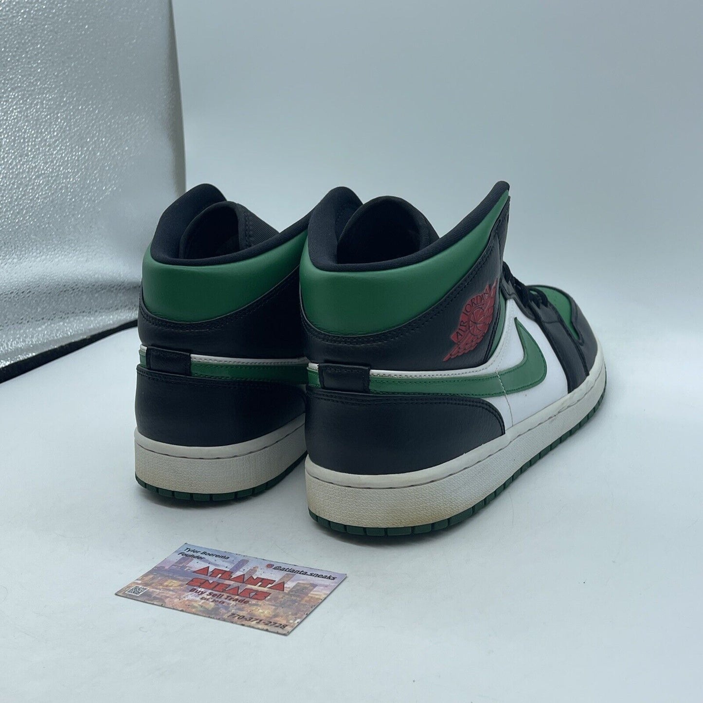 Size 11.5 - Air Jordan 1 Mid Pine Green White Black Leather (554724-067)