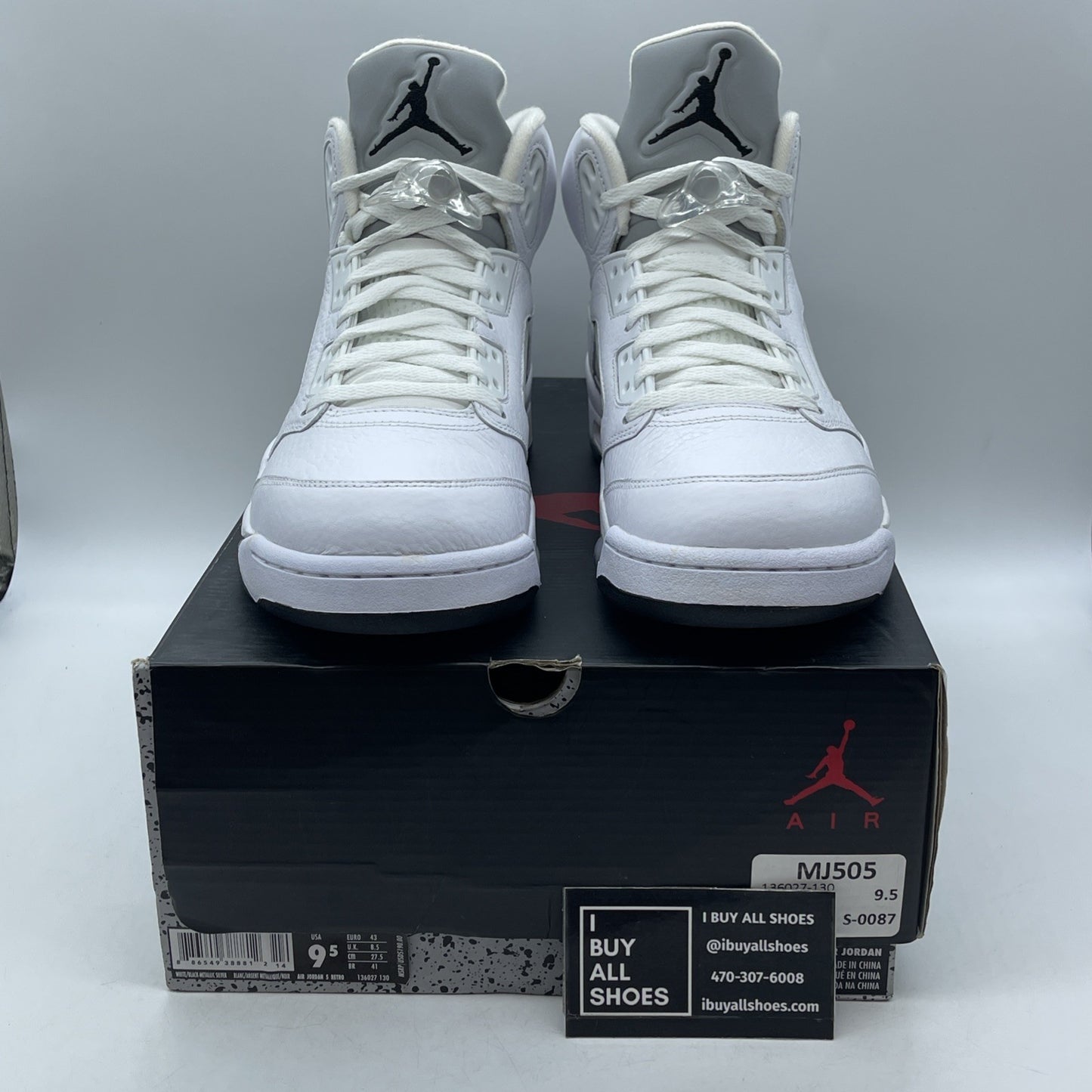 Size 9.5 - Air Jordan 5 Retro 2015 White Metallic (136027-130)