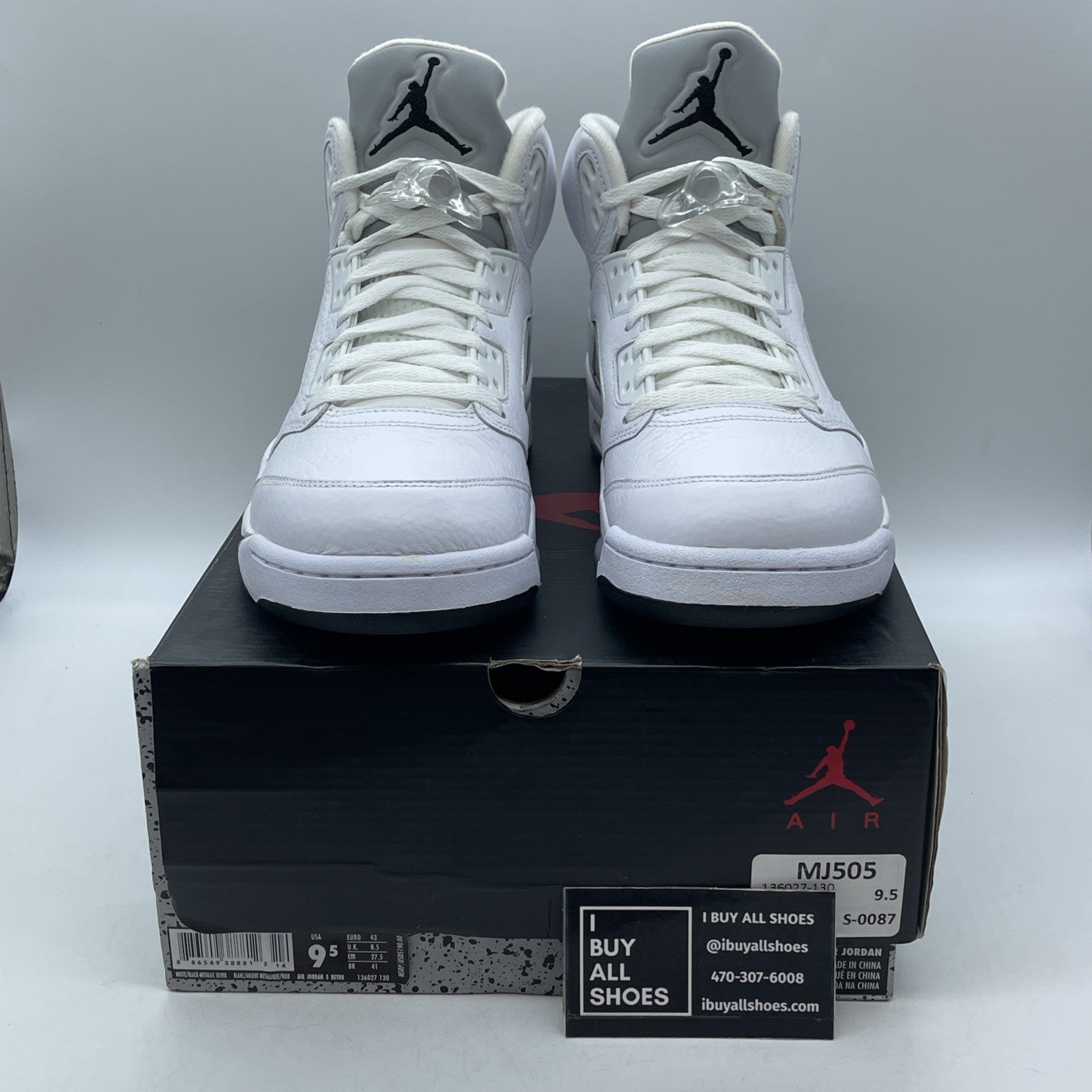 Size 9.5 - Air Jordan 5 Retro 2015 White Metallic (136027-130)