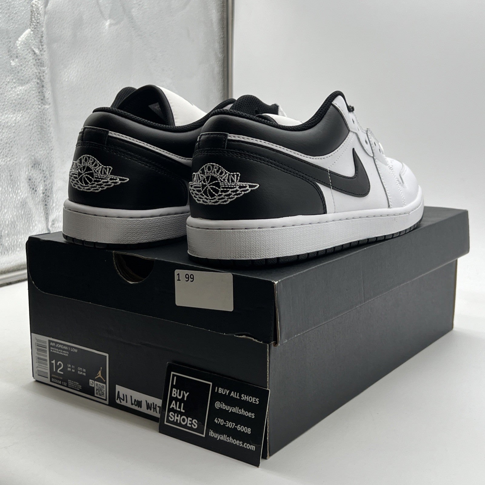 Size 12 - Air Jordan 1 Low White Black (553558-132)