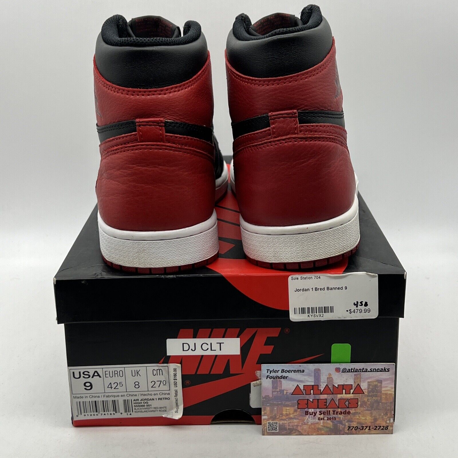 Size 9 - Jordan 1 Retro OG High Banned, Bred Black Red White Leather 555088-001