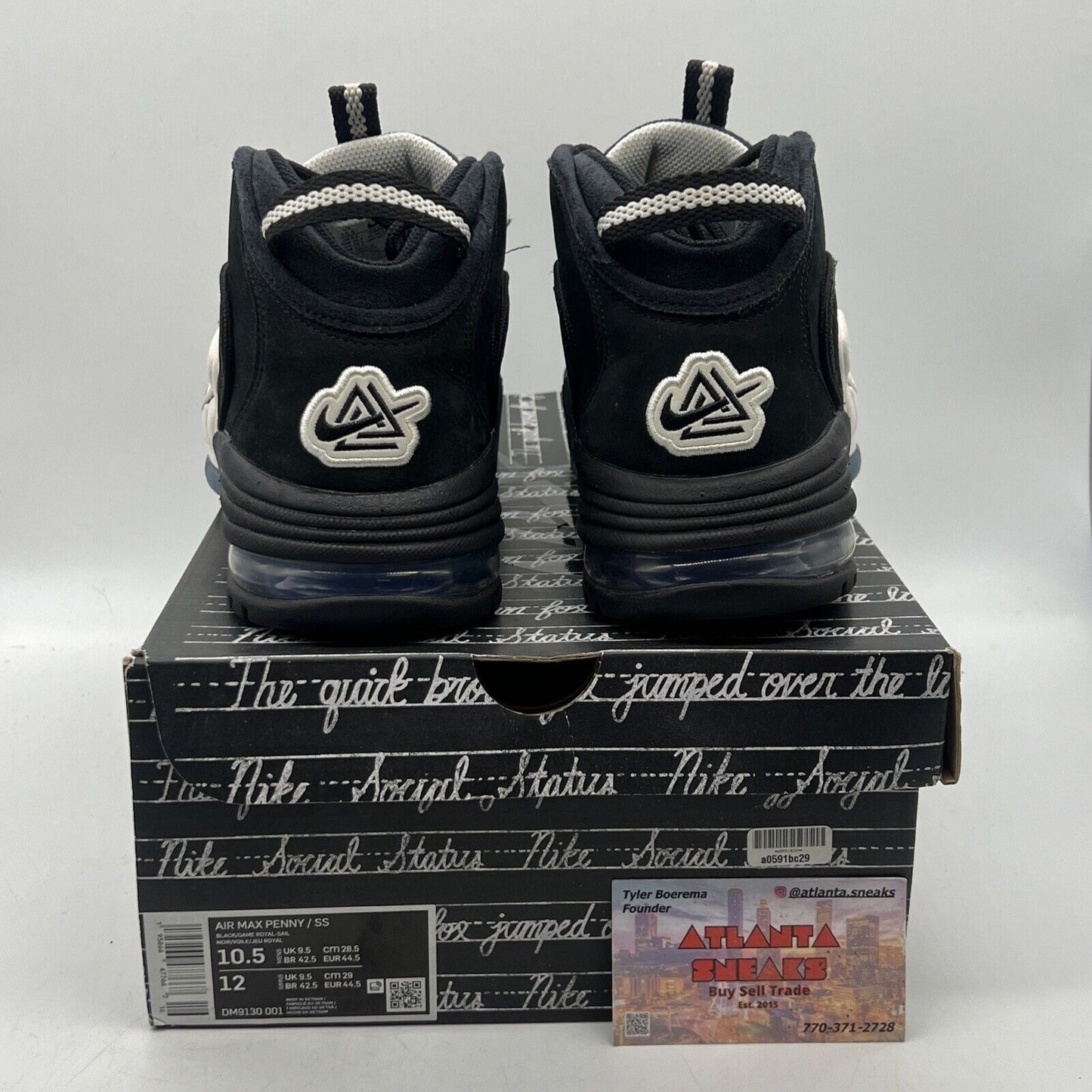 Size 10.5 - Nike Social Status x Air Max Penny 1 Recess - Black White Icey Suede