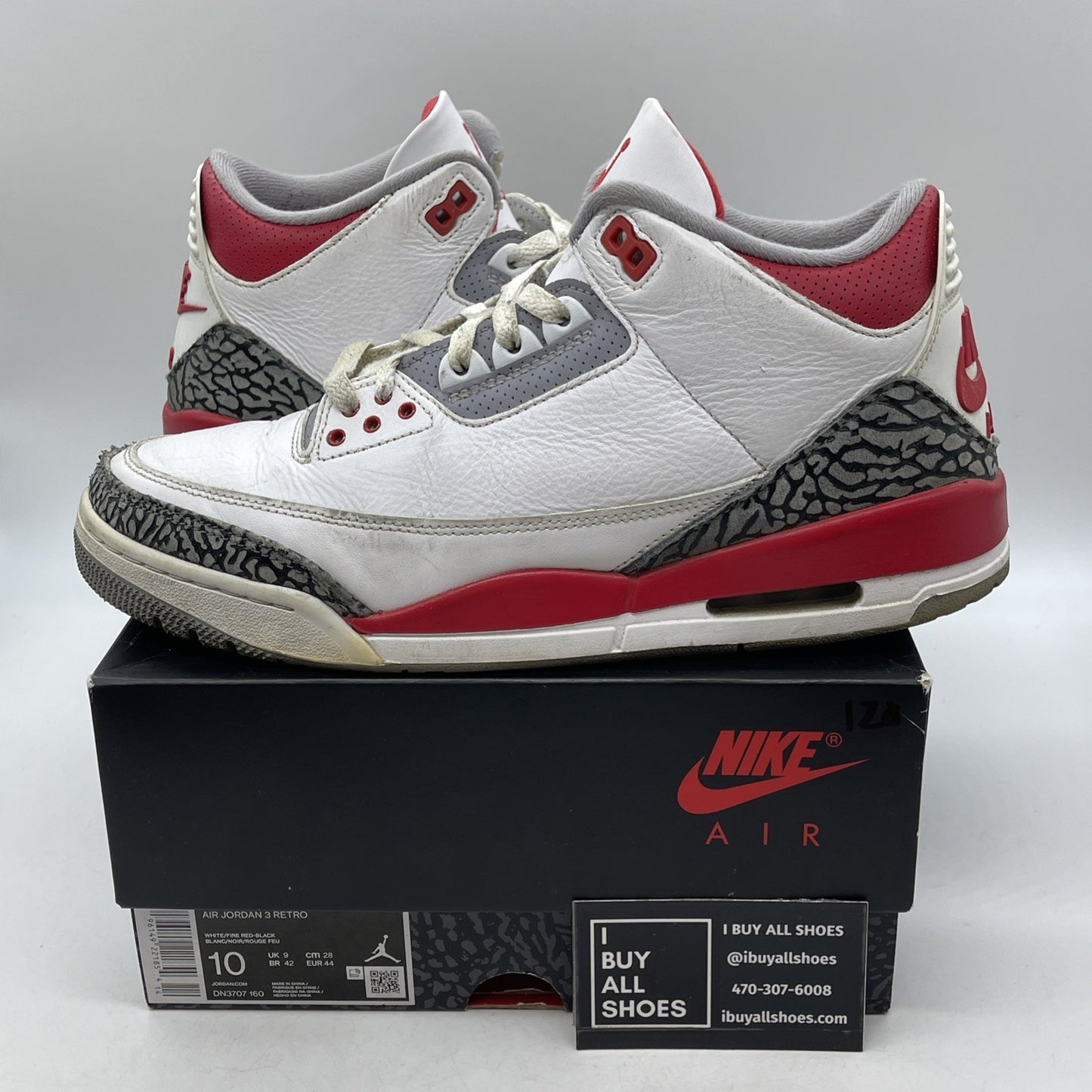 Size 10 - Jordan 3 Retro Mid Fire Red White Suede Leather (DN3707-160)