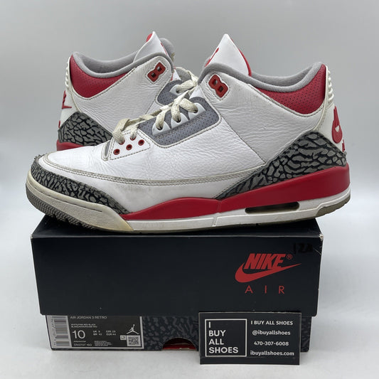 Size 10 - Jordan 3 Retro Mid Fire Red White Suede Leather (DN3707-160)