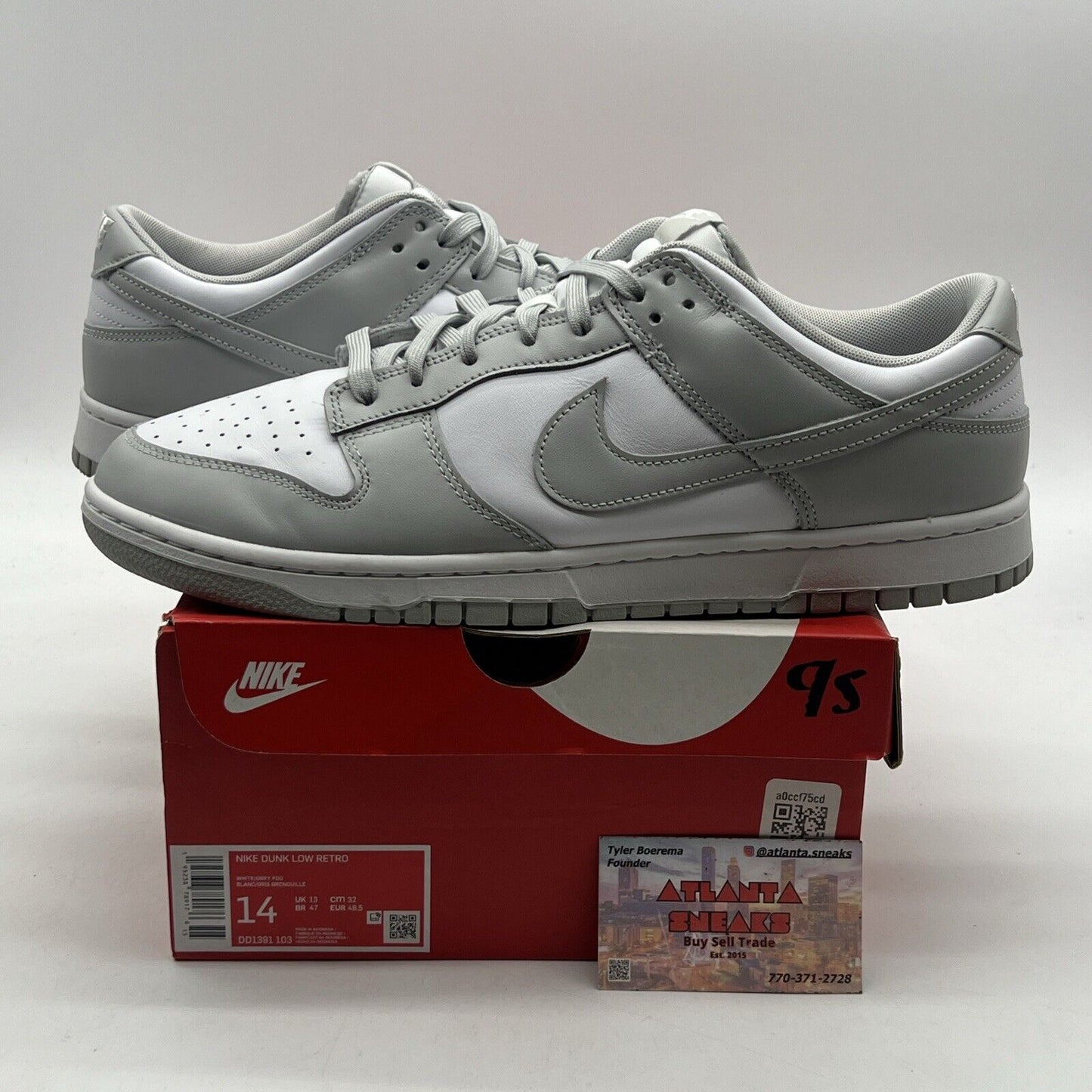 Size 14 - Nike Dunk Low Grey Fog White Leather (DD1391-103)