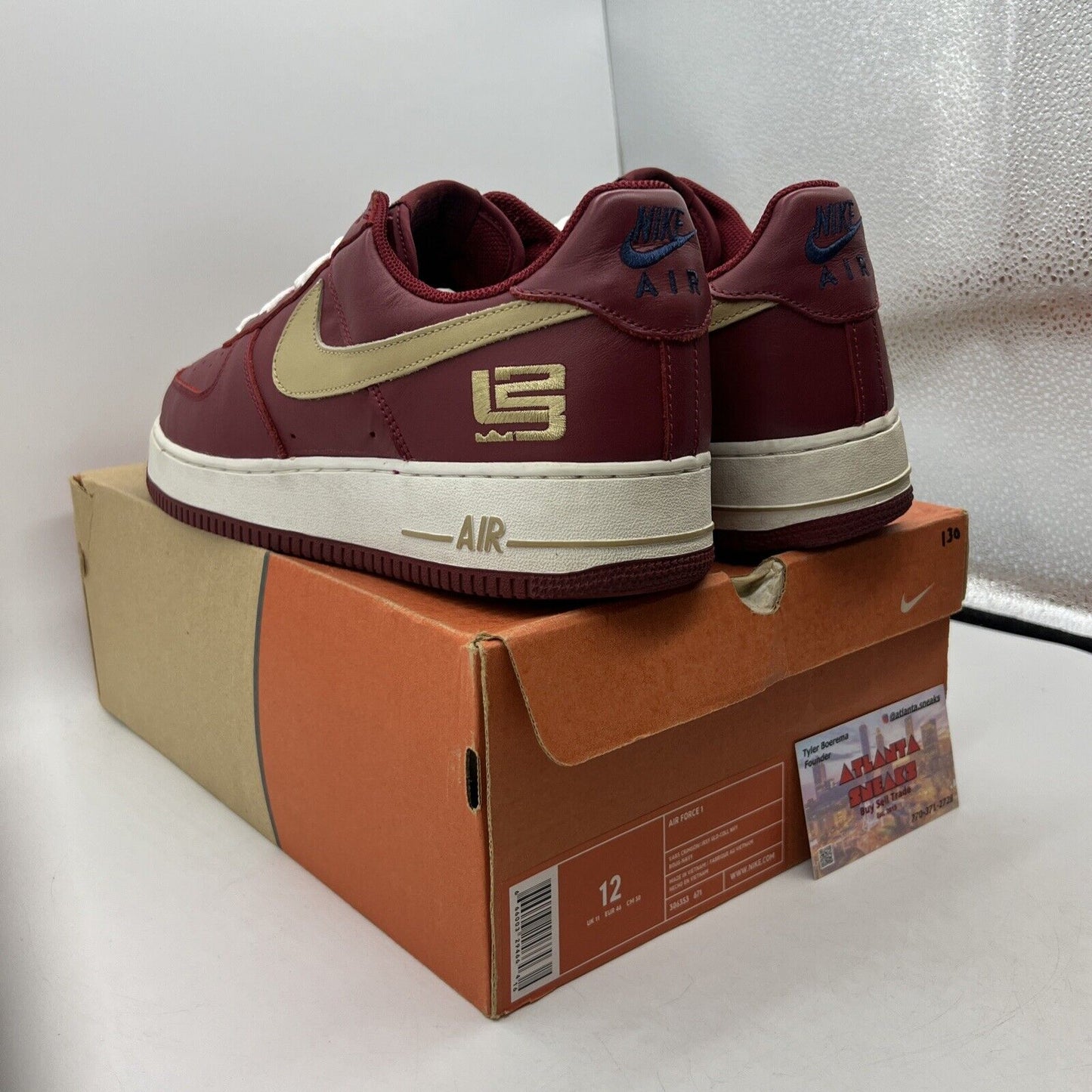 Size 12 - Nike Air Force 1 Low LeBron James White Gold Leather (306353-671)