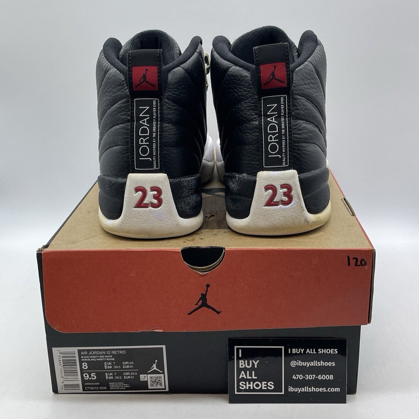 Size 8 - Jordan 12 Retro Mid Playoff Black Red White Silver Leather (CT8013-006)