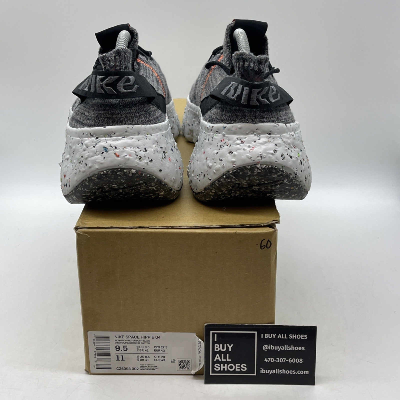 Size 9.5 - Nike Space Hippie 04 Iron Grey Orange Suede (CZ6398-002)