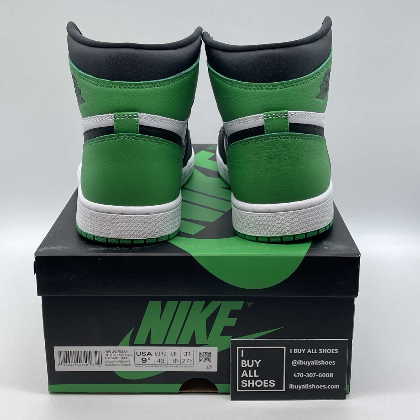 Size 9.5 - Air Jordan 1 Retro OG High Lucky Green Leather (DZ5485-031)