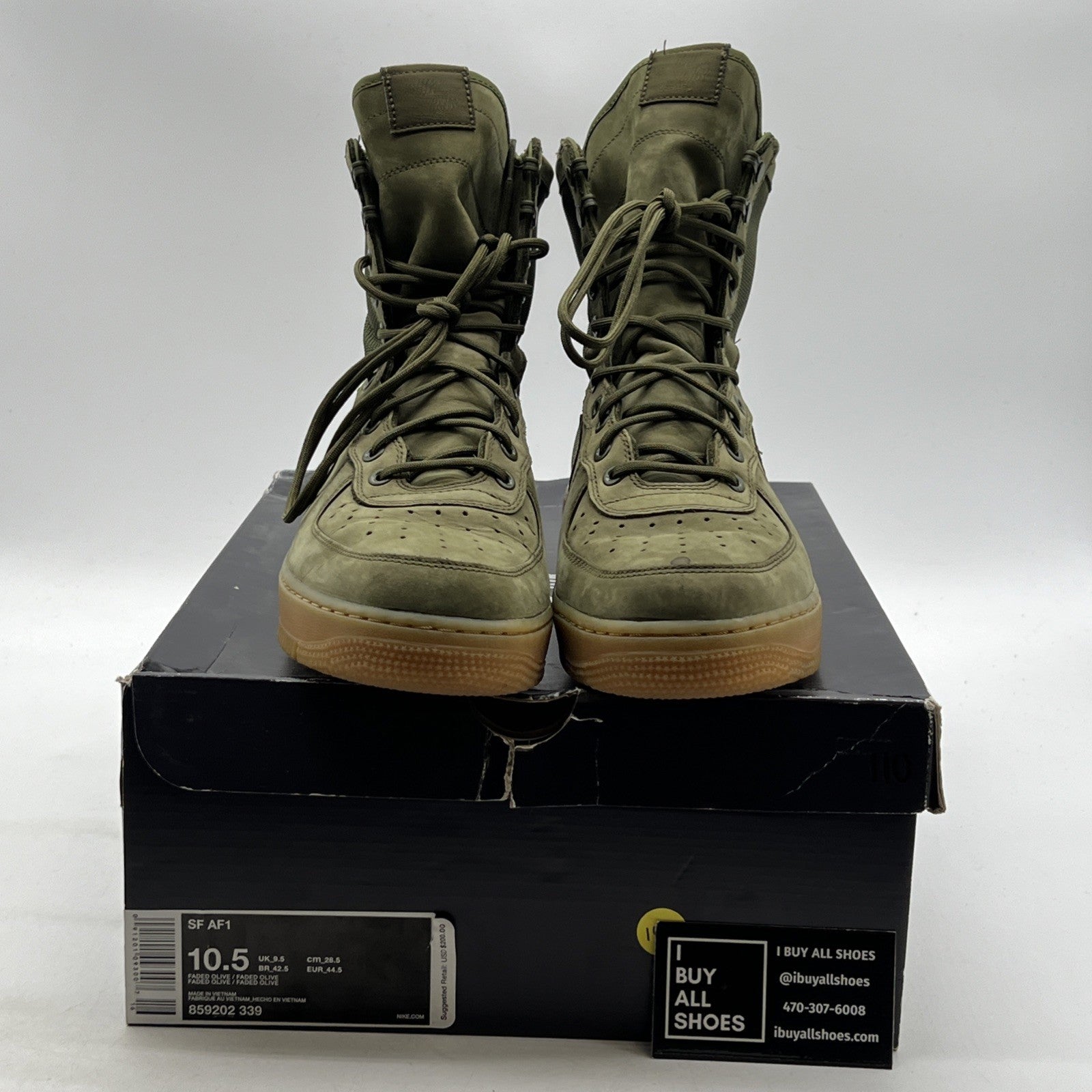 Size 10.5 - Nike SF Air Force 1 Faded Olive (859202-339)
