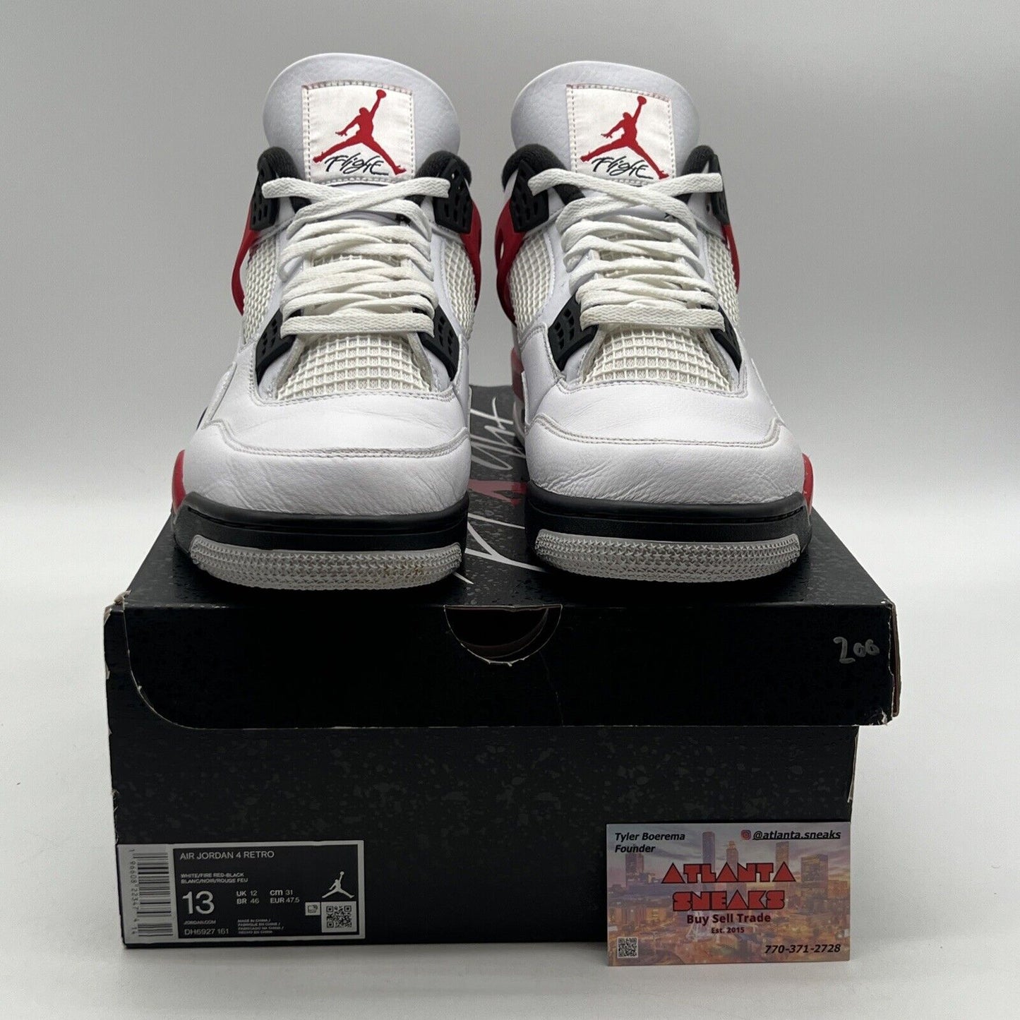 Size 13 - Jordan 4 Retro Mid Red Cement Black White Red Leather (DH6927-161)