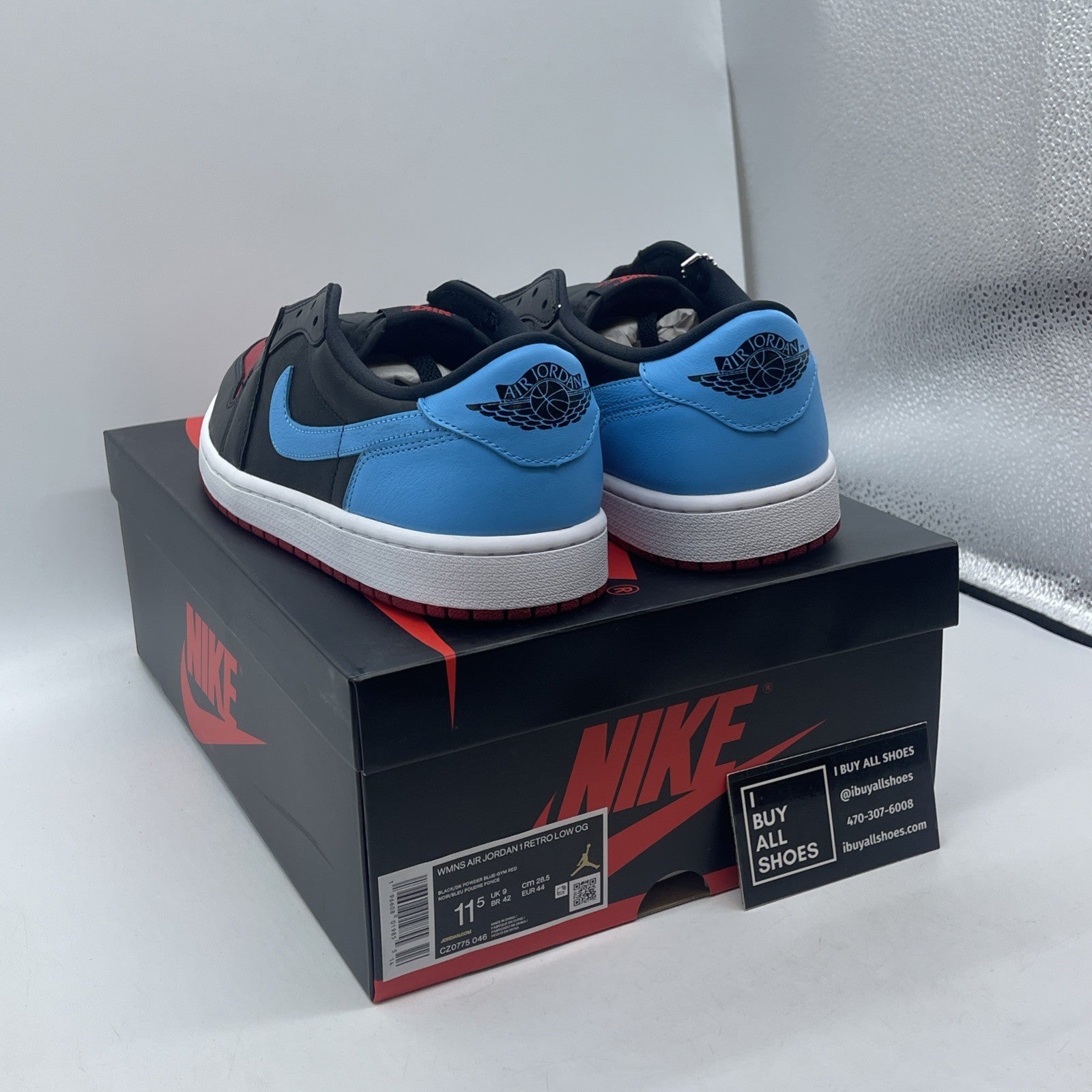 Size 11.5W - Air Jordan 1 Retro OG Low NC to Chi Black Red Blue (CZ0775-046)