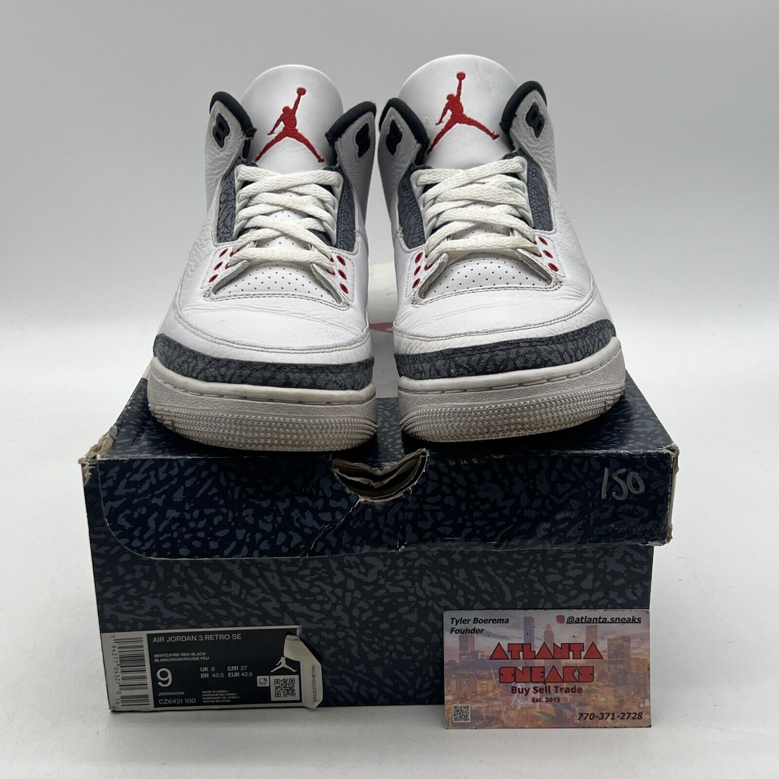 Size 9 - Jordan 3 Retro Denim SE Fire Red 2020 Blue White Leather (CZ6431-100)