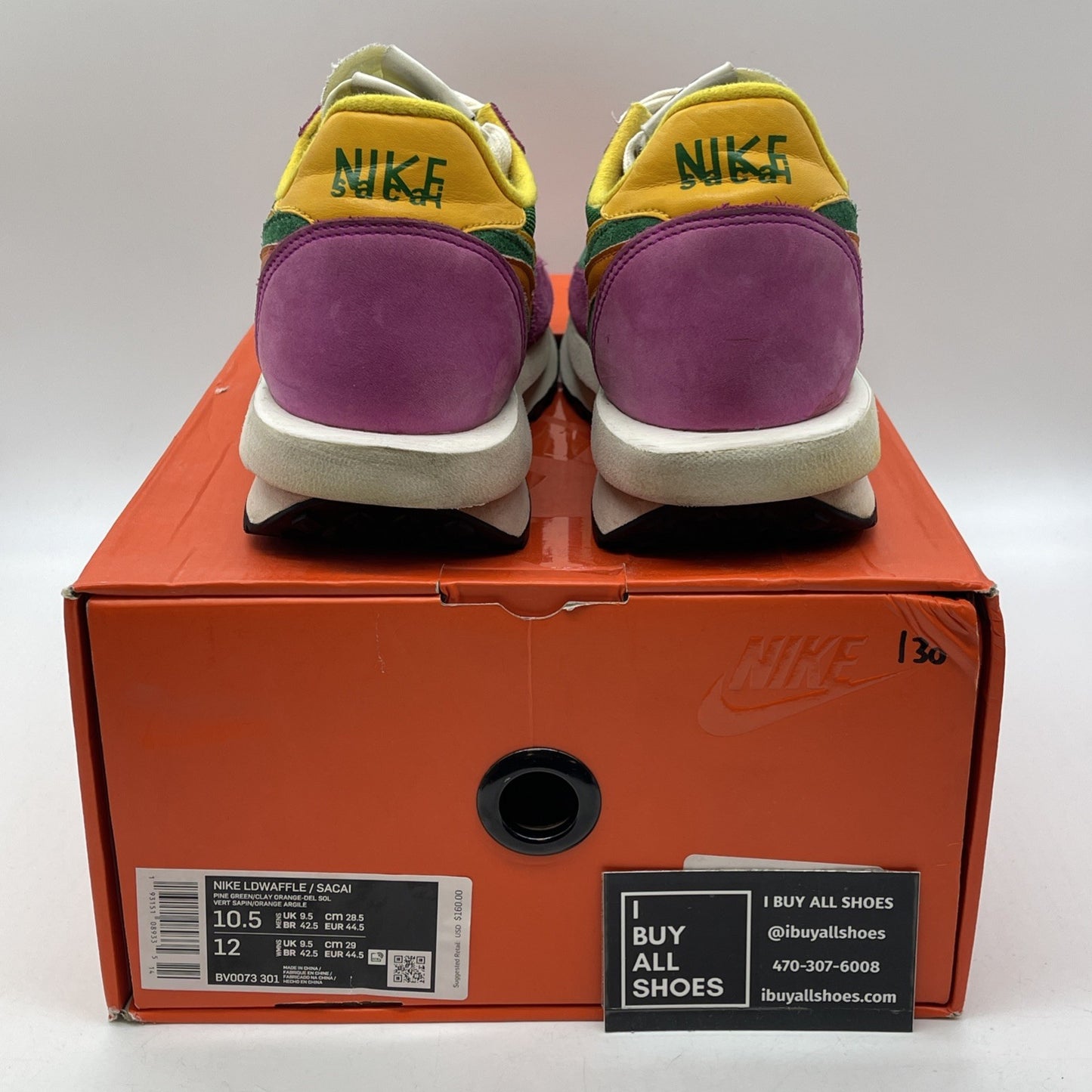 Size 10.5 - Nike sacai x LDWaffle Pine Green Purple Suede Leather (BV0073-301)