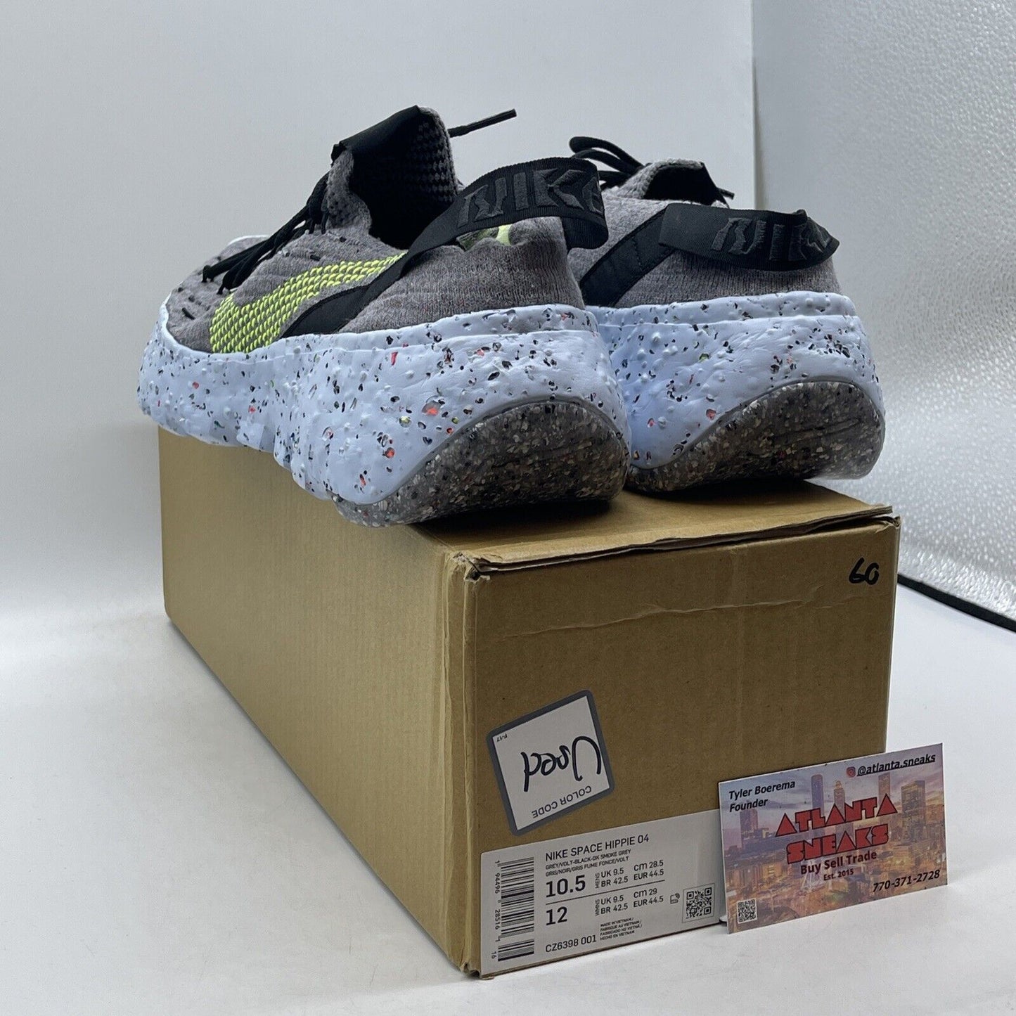 Size 10.5 - Nike Space Hippie 04 Grey Volt Blue Green Black (CZ6398-001)