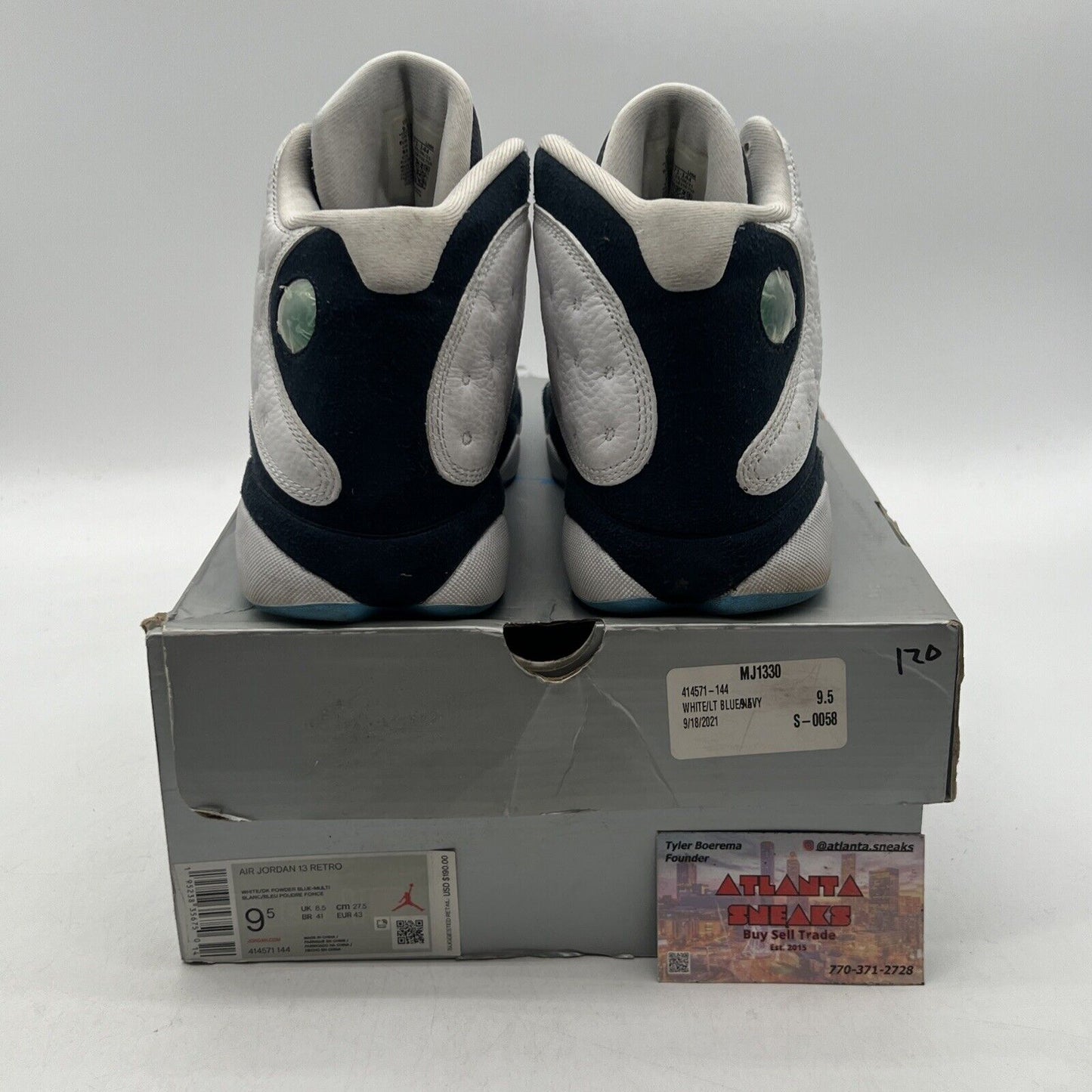 Size 9.5 - Jordan 13 Retro Obsidian White Navy Leather (414571-144)