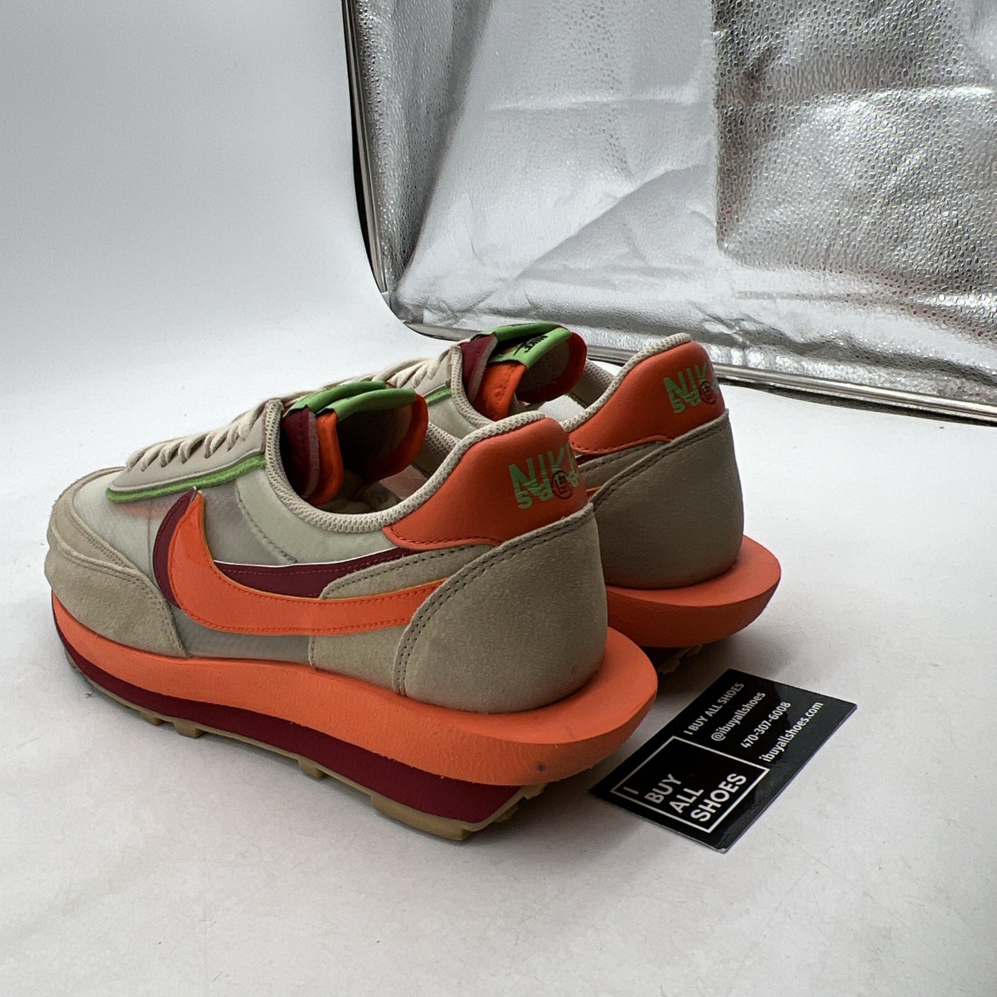 Size 11.5 - Nike sacai x Clot x LDWaffle Net Orange Blaze (DH1347-100)