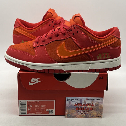 Size 8.5 - Nike Dunk Low ATL - Red Orange Suede White (FD0724-657)