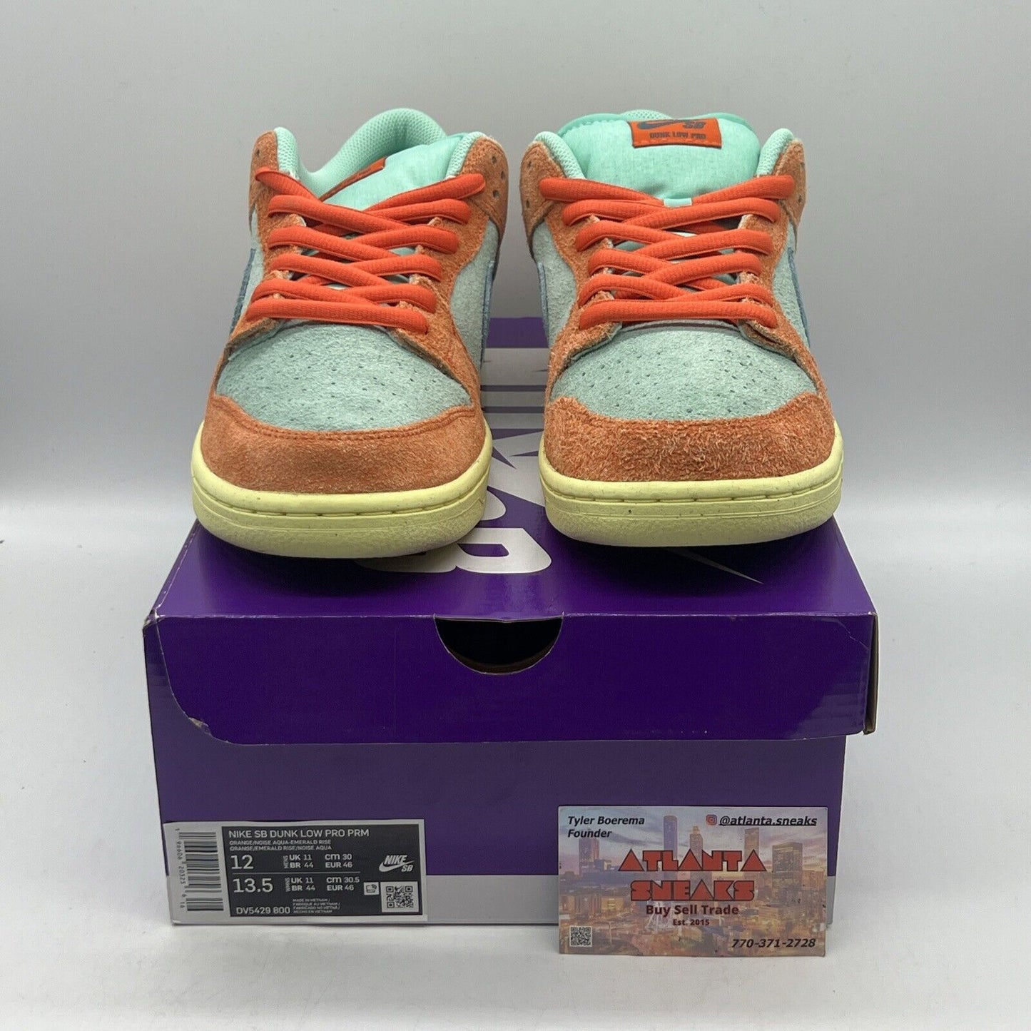 Size 12 - Nike SB Dunk Low Orange Emerald Rise Brand New Og All