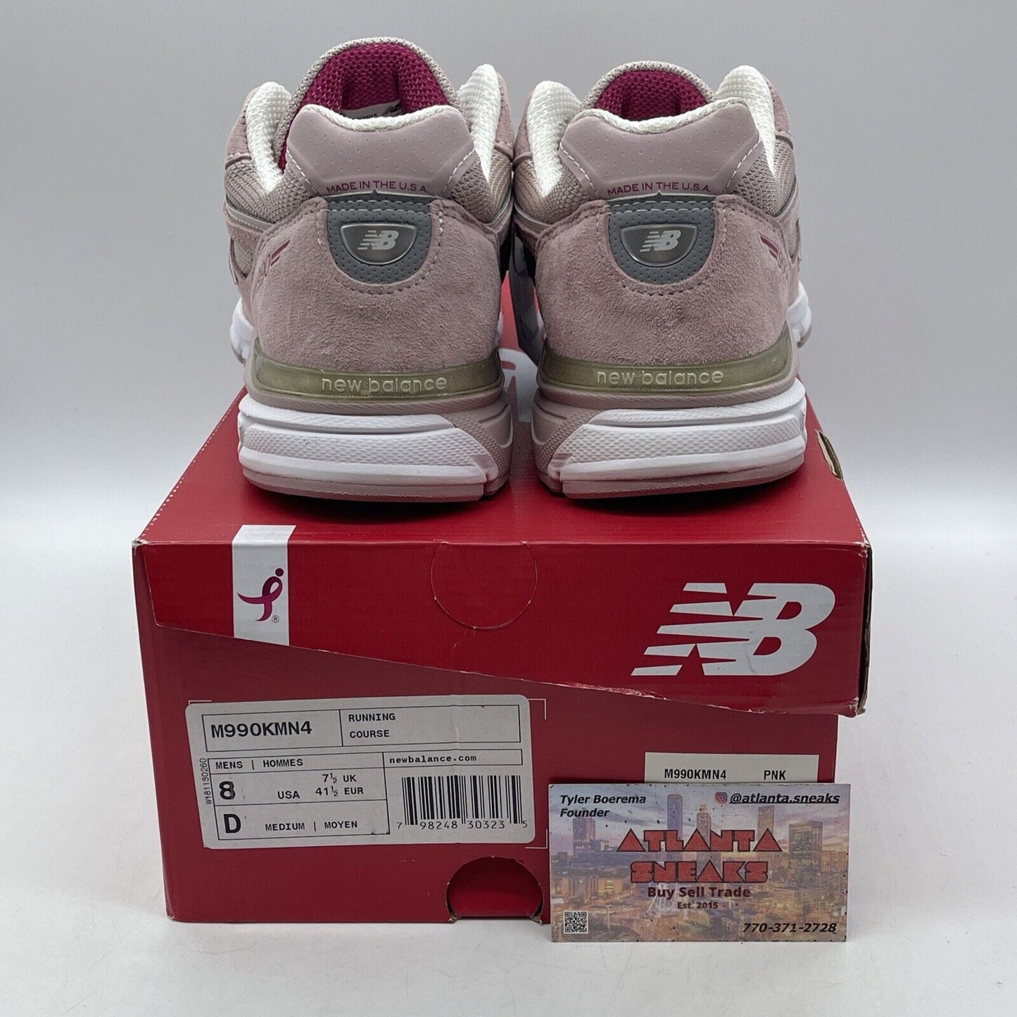 Size 8 - New Balance 990v4 Made In USA Pink Ribbon Suede Leather (M990KMN4)