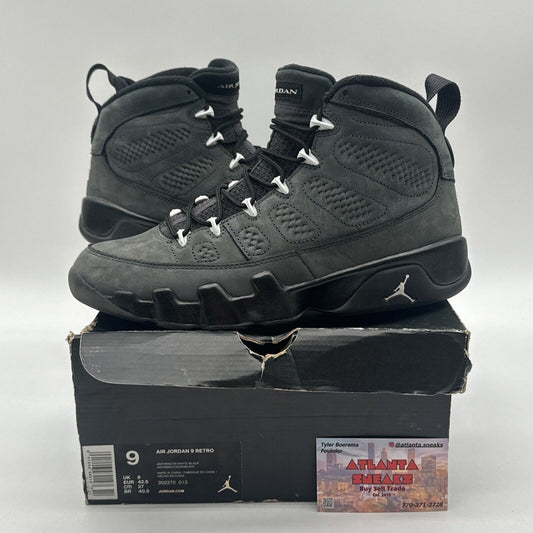 Size 9 - Jordan 9 Retro Anthracite 2015 Deep Black Suede Butter OG All White Gry