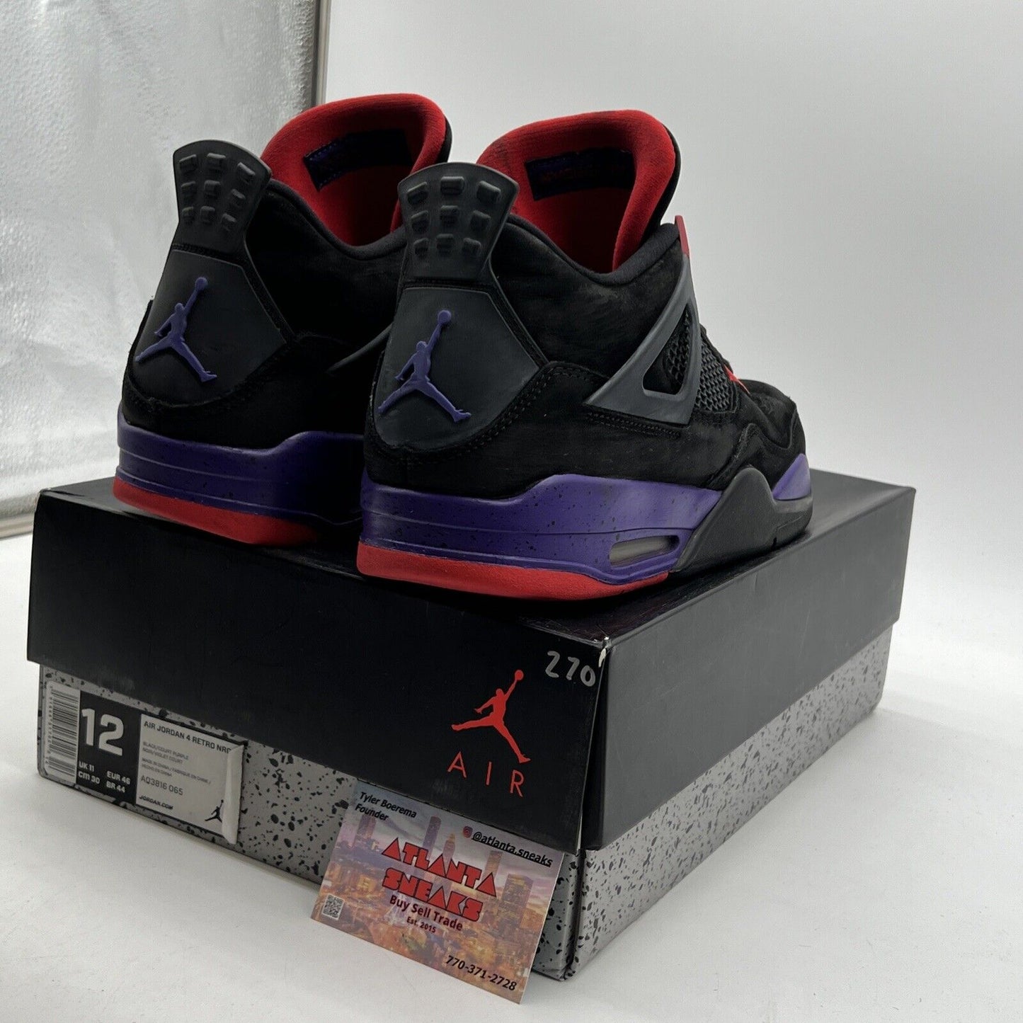 Size 12 - Jordan 4 Retro NRG Raptors 2018 Purple Red Black Suede (AQ3816-065)