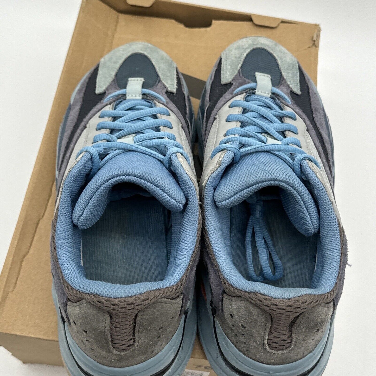 Size 10 - adidas Yeezy Boost 700 V1 Carbon Blue Orange Suede Gum Sole Blues Grey