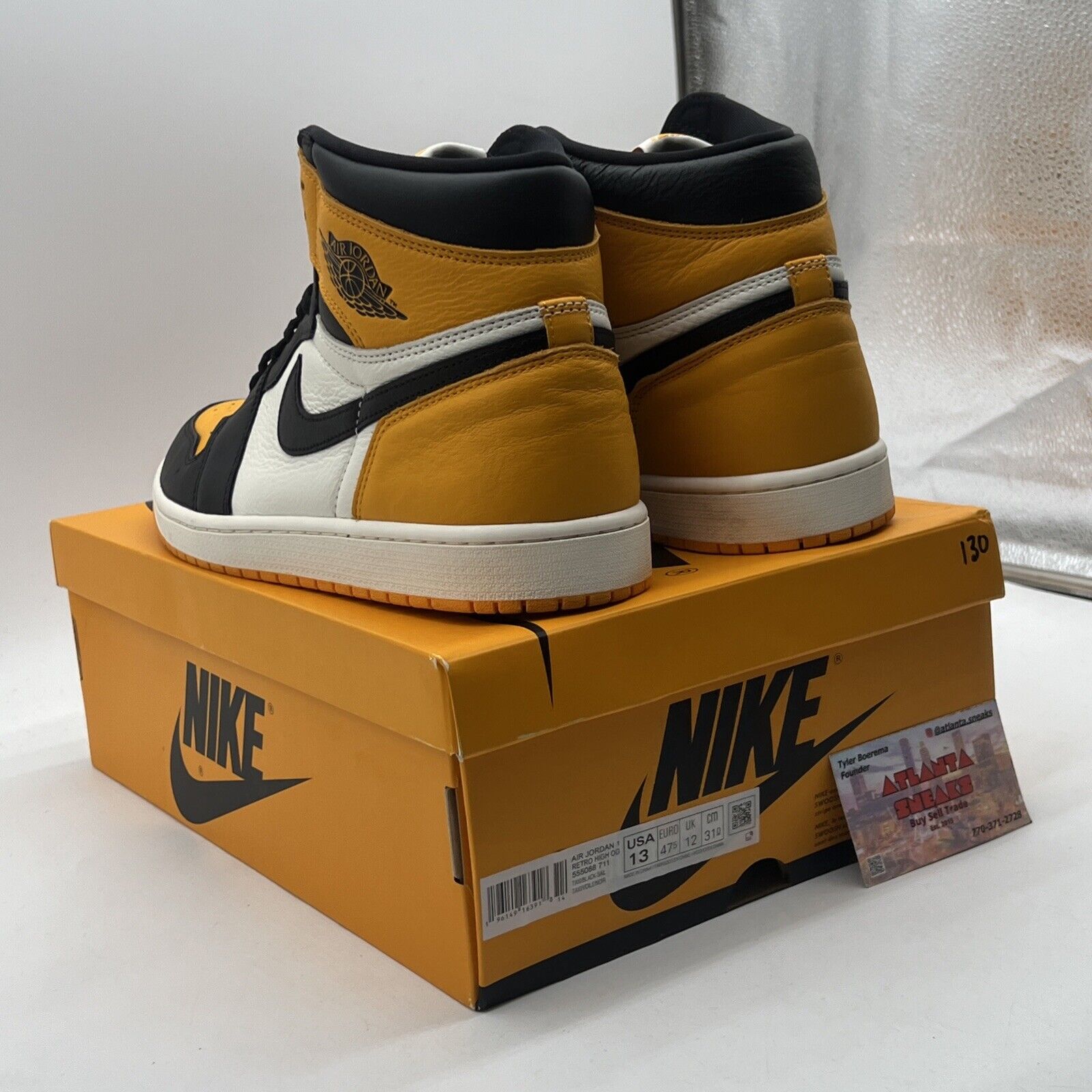 Size 13 - Jordan 1 Retro OG High Yellow Toe Black White Leather (555088-711)