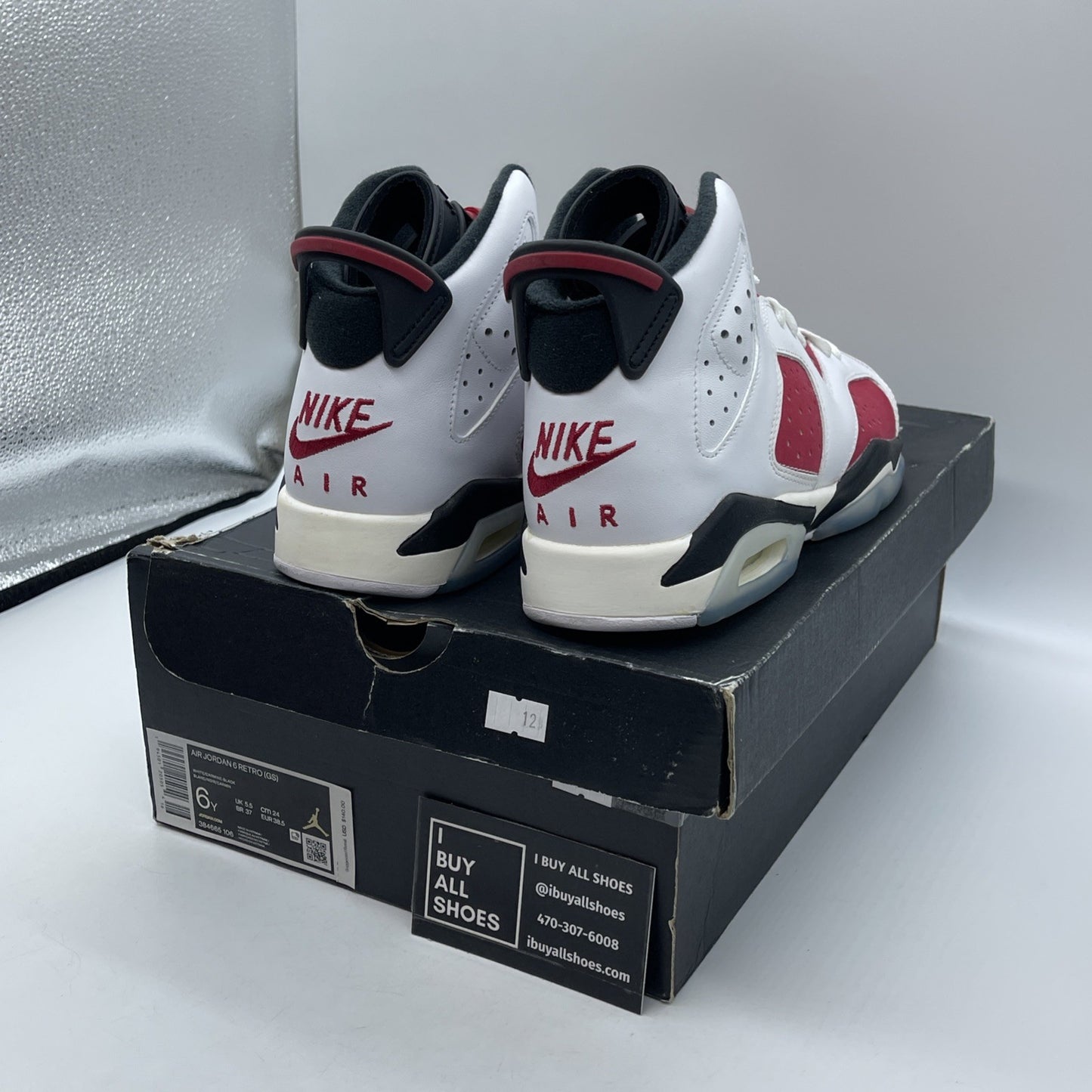 Size 6Y - Jordan 6 Retro OG Mid Carmine Red White Leather Suede (384665-106)