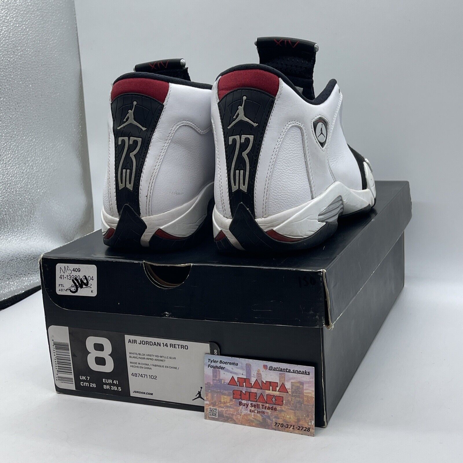 Size 8 - Air Jordan 14 Retro 2014 Black Toe White Leather Suede (487471-102)