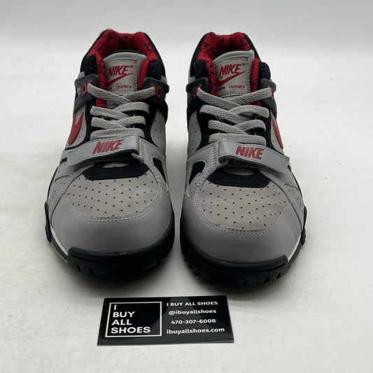 Size 10.5 - Nike Air Trainer Boys Shoes White Gray Siren Red (679006-061)