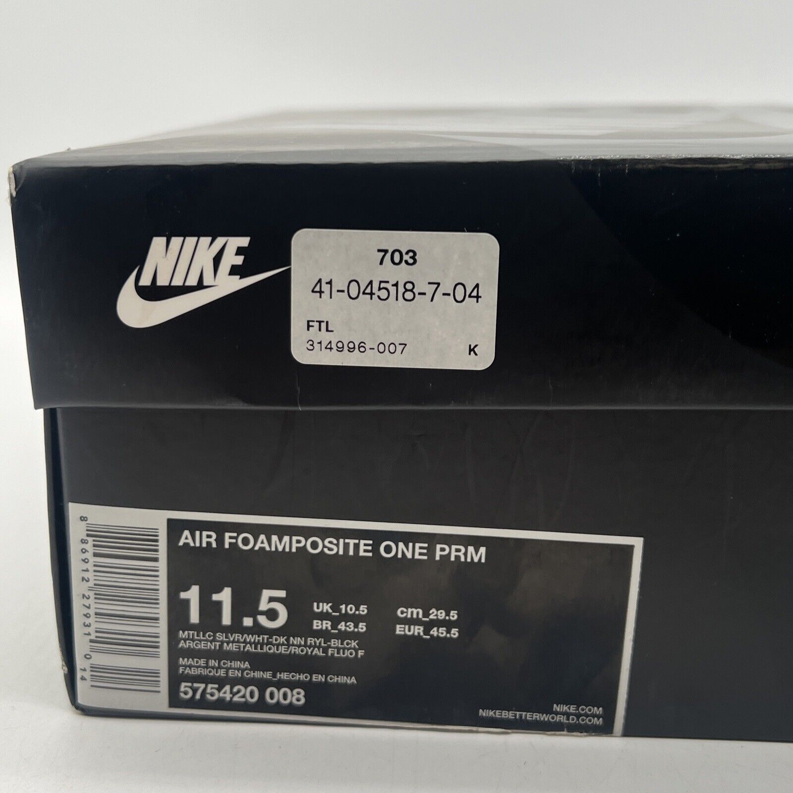 Size 11.5 - Nike Air Foamposite One PRM Blue Mirror (575420-008)