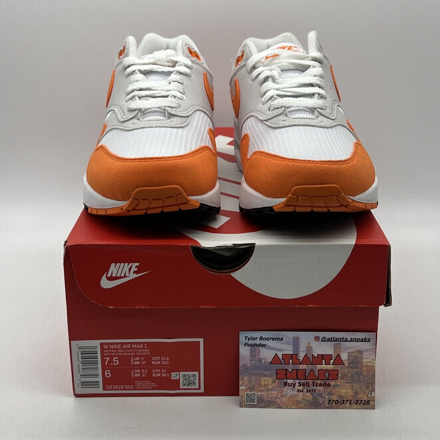 Size 7.5 - Nike Air Max 1 Low Safety Orange