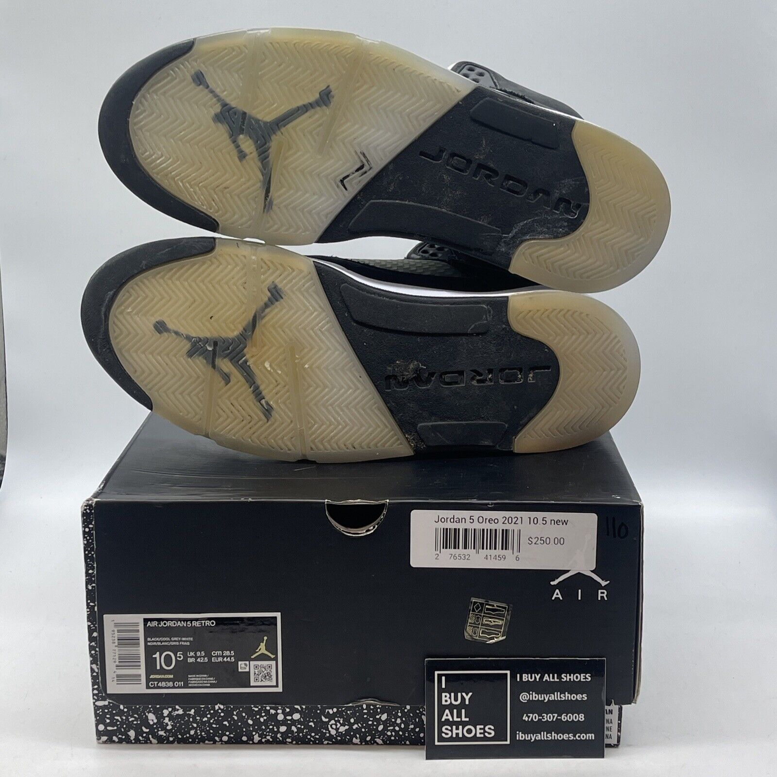 Size 10.5 - Jordan 5 Retro Mid Oreo Black White Suede Rubber (CT4838-011)