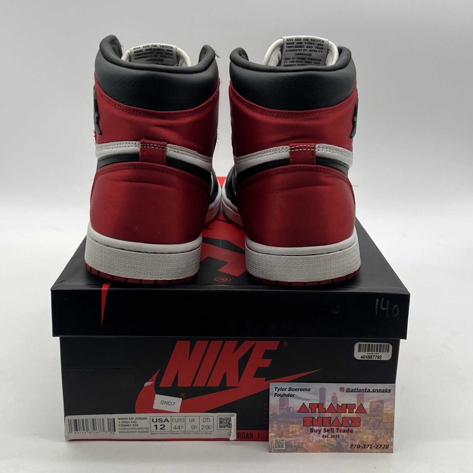 Size 12 - Air Jordan 1 Retro High Satin Black Toe W (CD0461-016)